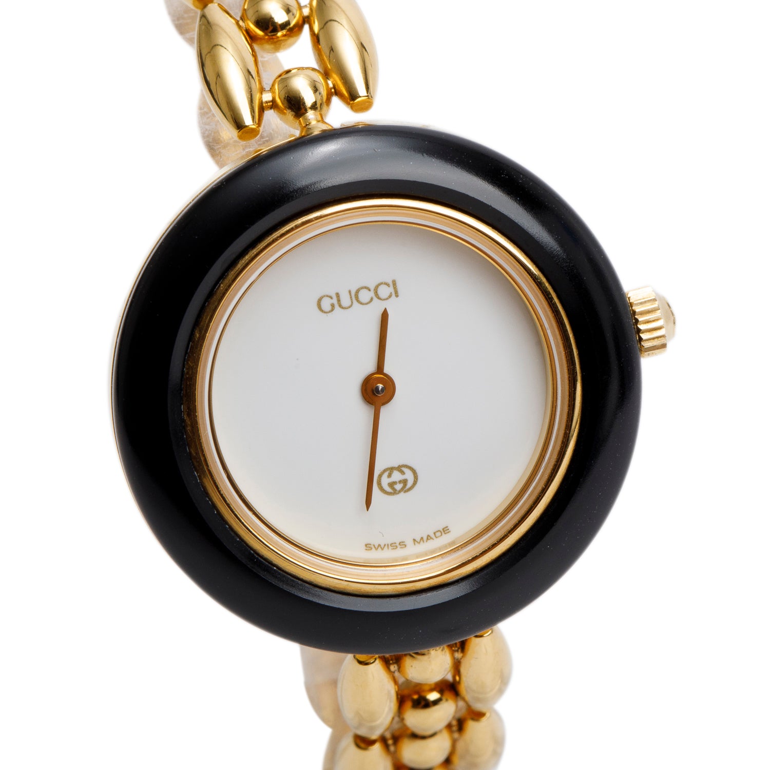 Gucci Gold Plated Stainless Steel 1100 Series 26MM Watch w/ Box & 5 Multicolour Interchangeable Bezels