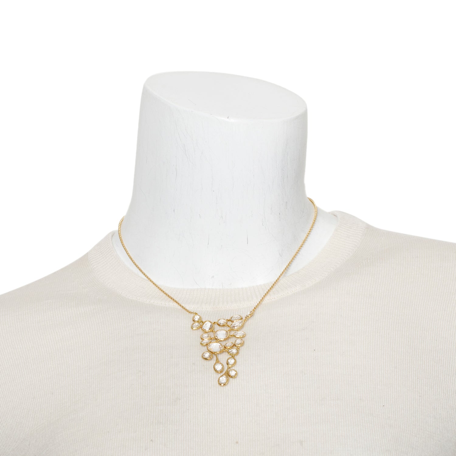 Gucci Vintage 18k Yellow Gold Rock Crystal Chandelier Drop Necklace