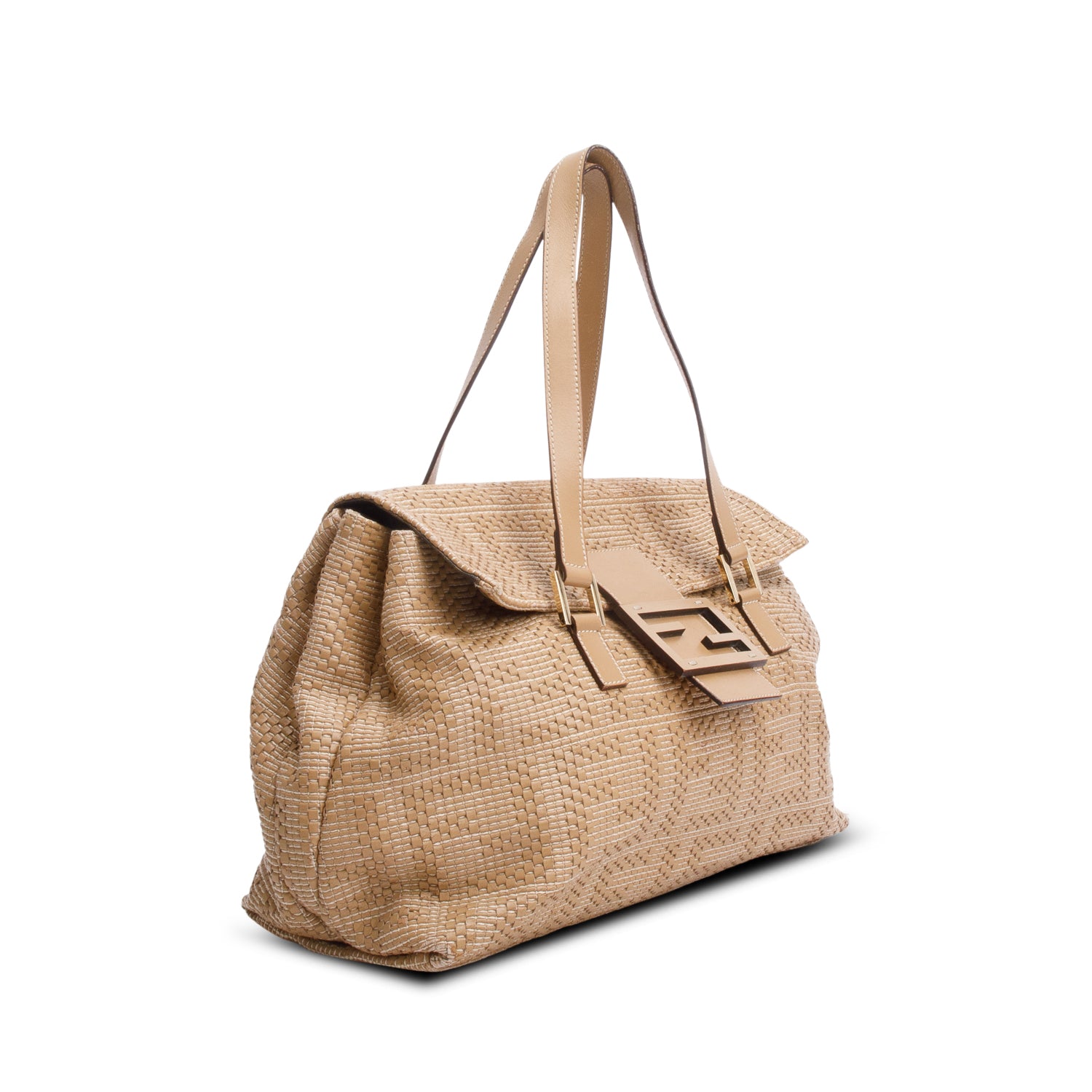 Fendi Beige Woven Leather Large Mama Forever Tote