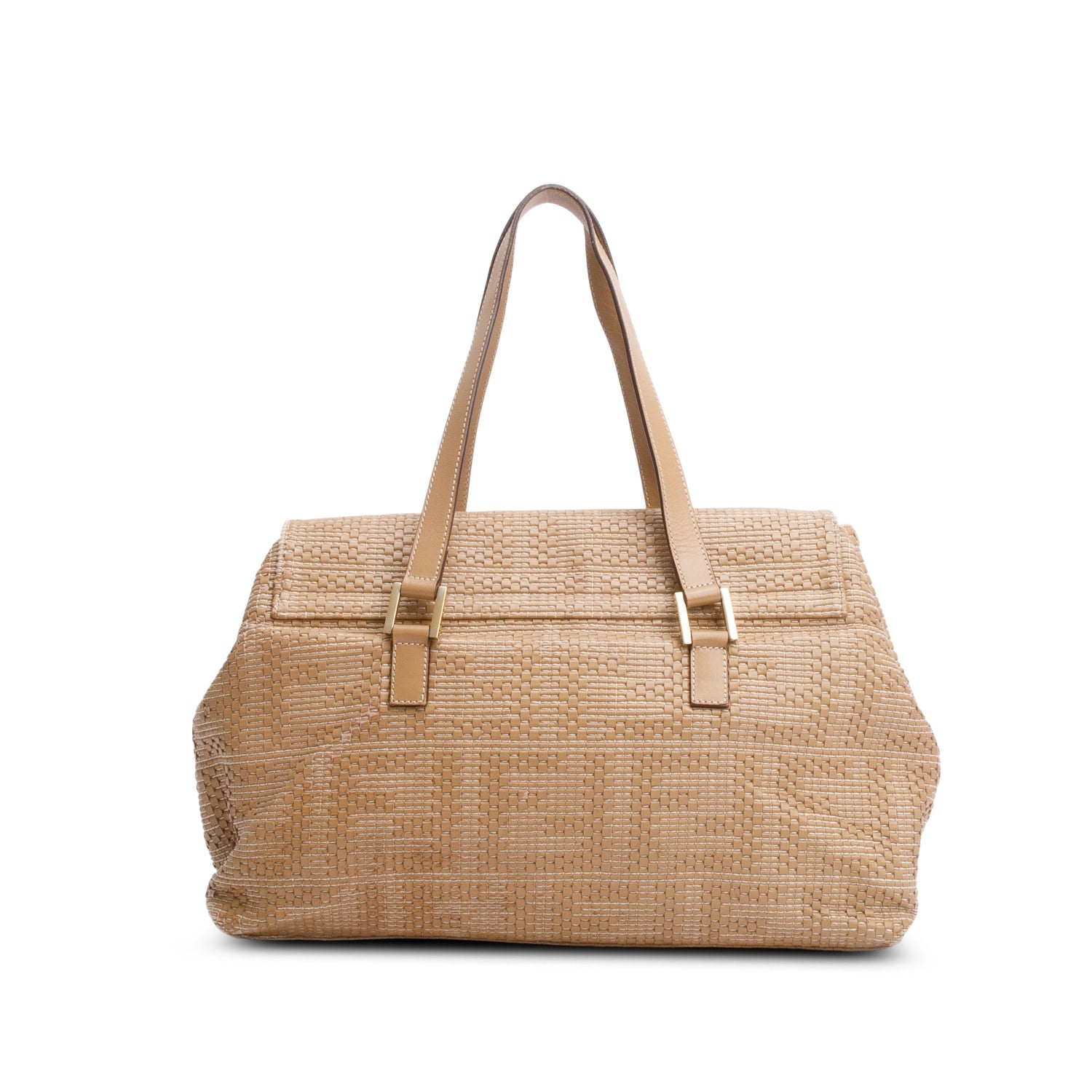 Fendi Beige Woven Leather Large Mama Forever Tote