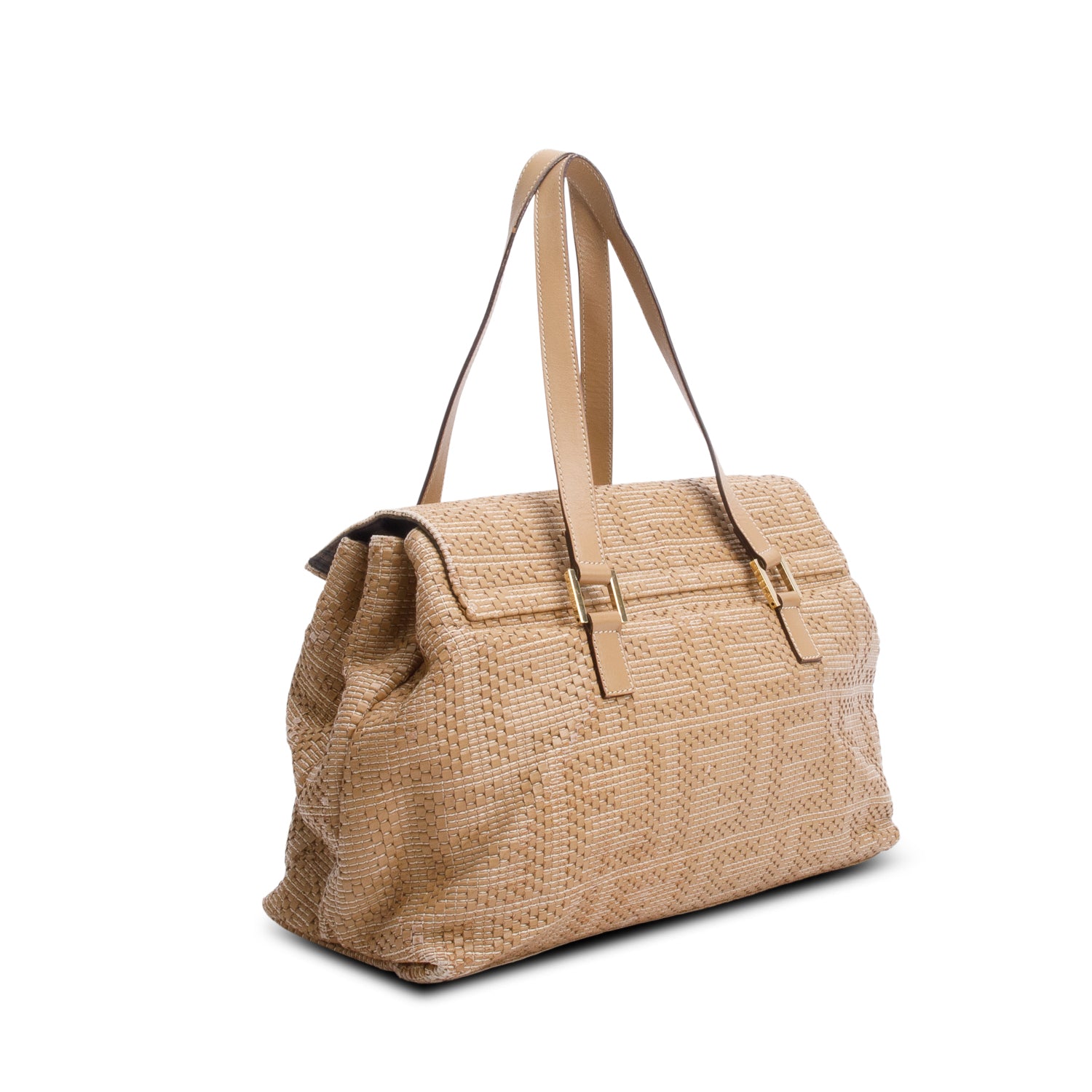 Fendi Beige Woven Leather Large Mama Forever Tote