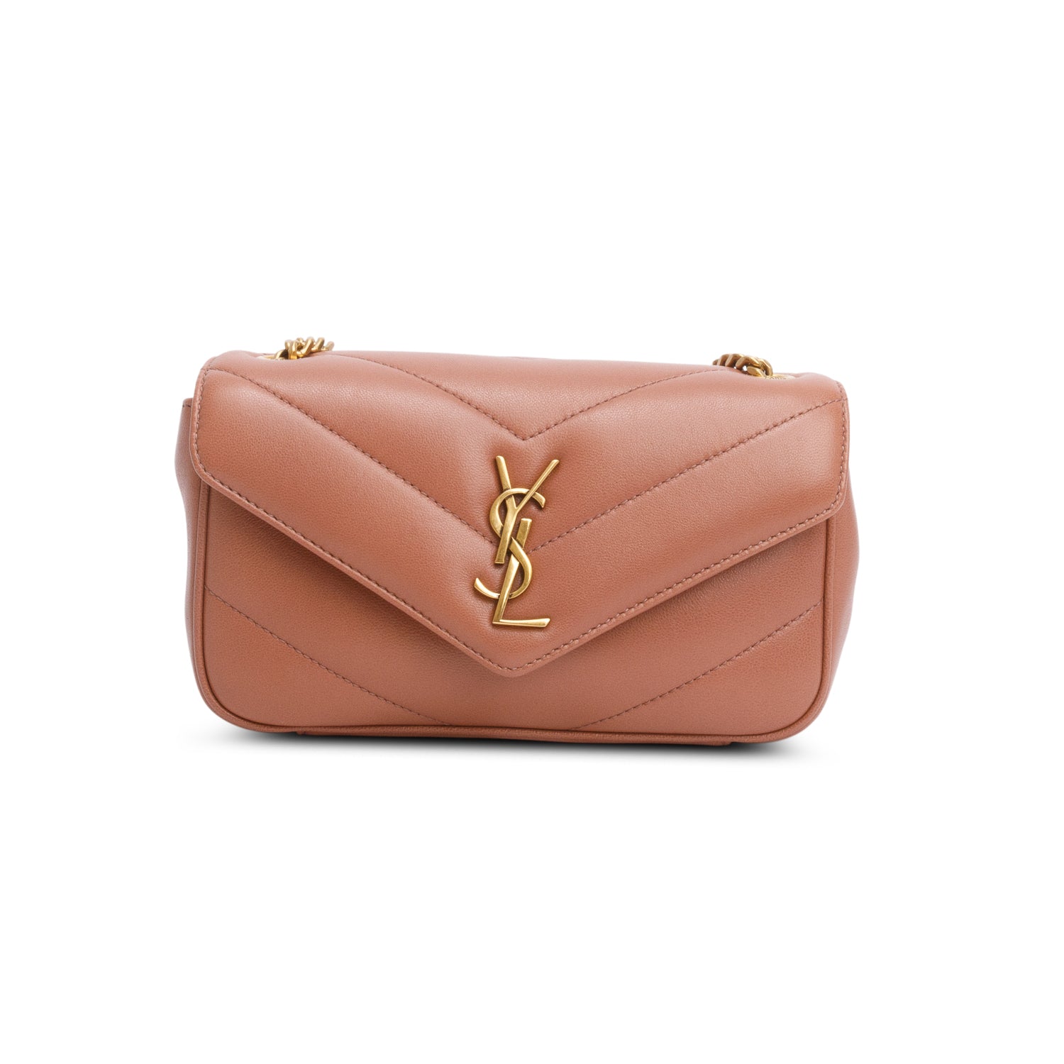 Saint Laurent 2025 Pink Lambskin Chevron Small LouLou Bag