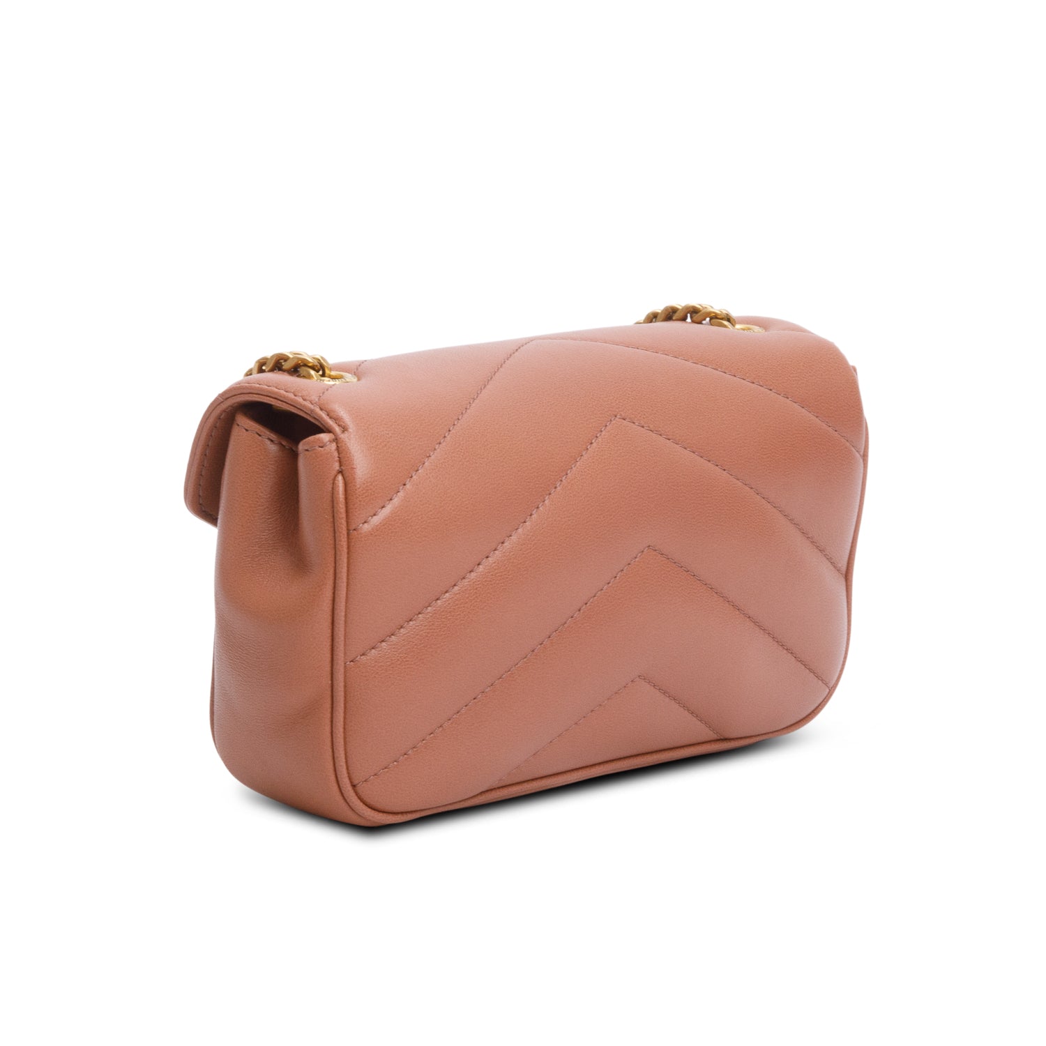 Saint Laurent 2025 Pink Lambskin Chevron Small LouLou Bag