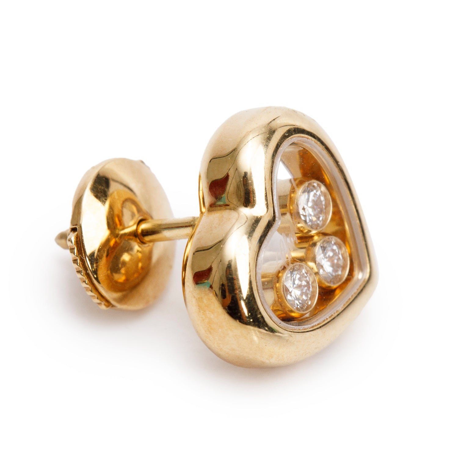 Chopard 18k Yellow Gold Happy Diamonds Heart Stud Earrings