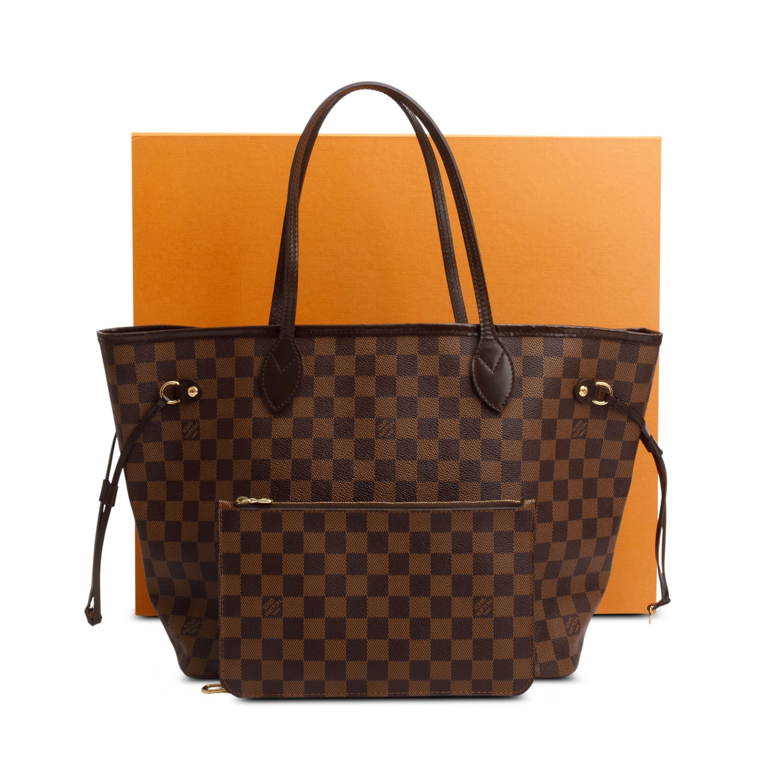 Louis Vuitton Damier Ebene Neverfull MM w/ Pouch & Box