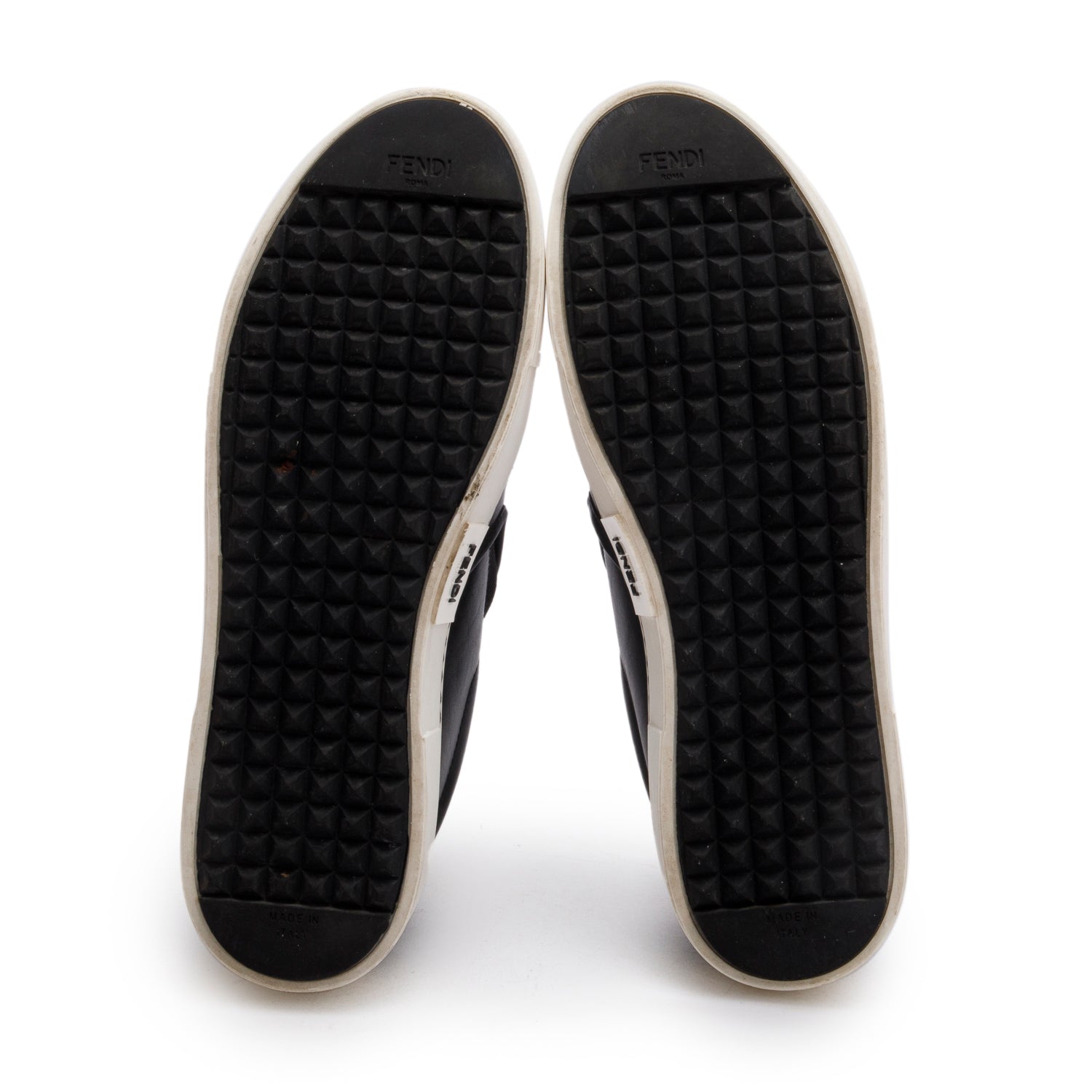 Fendi Black Leather Monster Eye Sneakers, Size 39 w/ Box