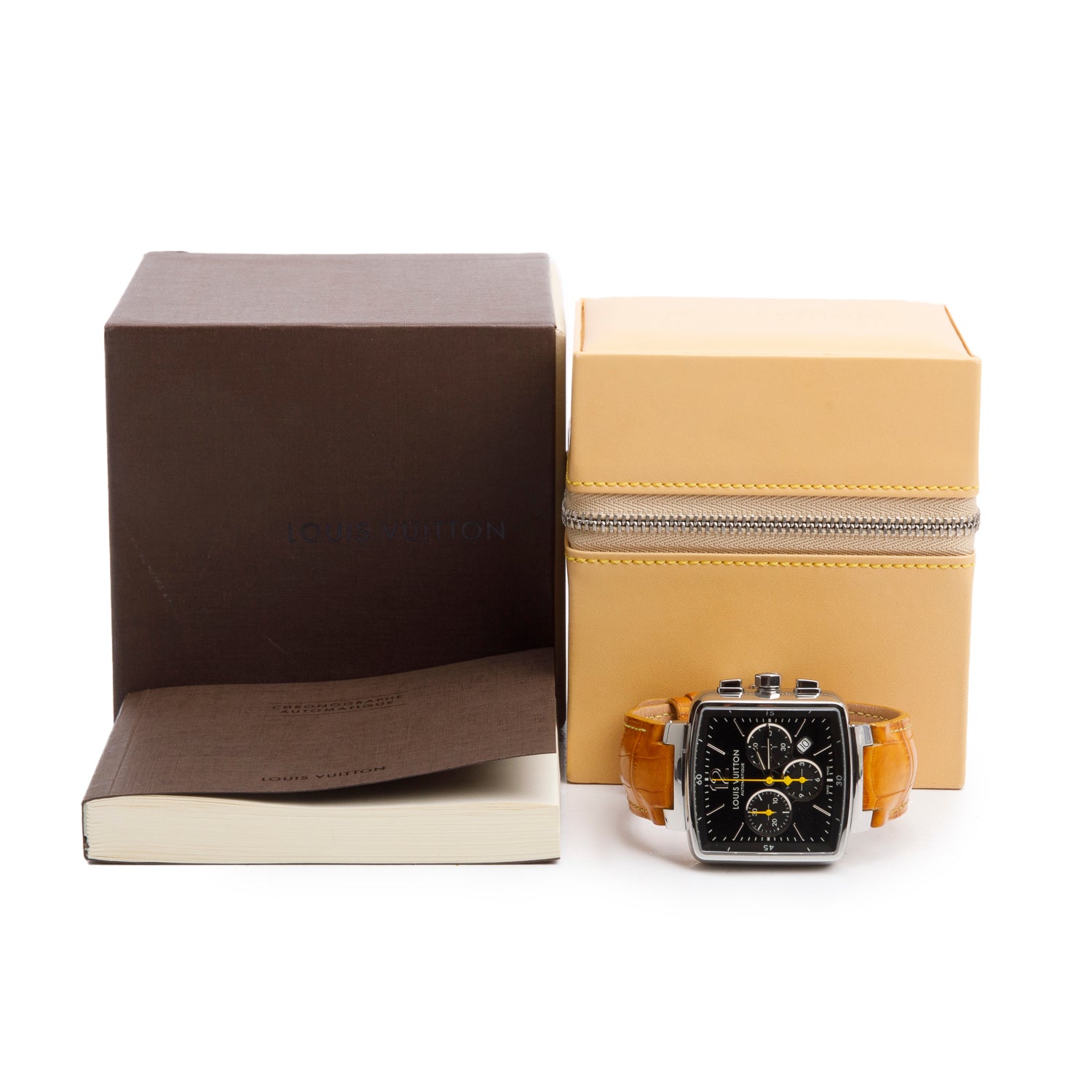 Louis Vuitton Stainless Steel Speedy 41 MM Chronograph Automatic Watch Black Dial Q212G w/ Box