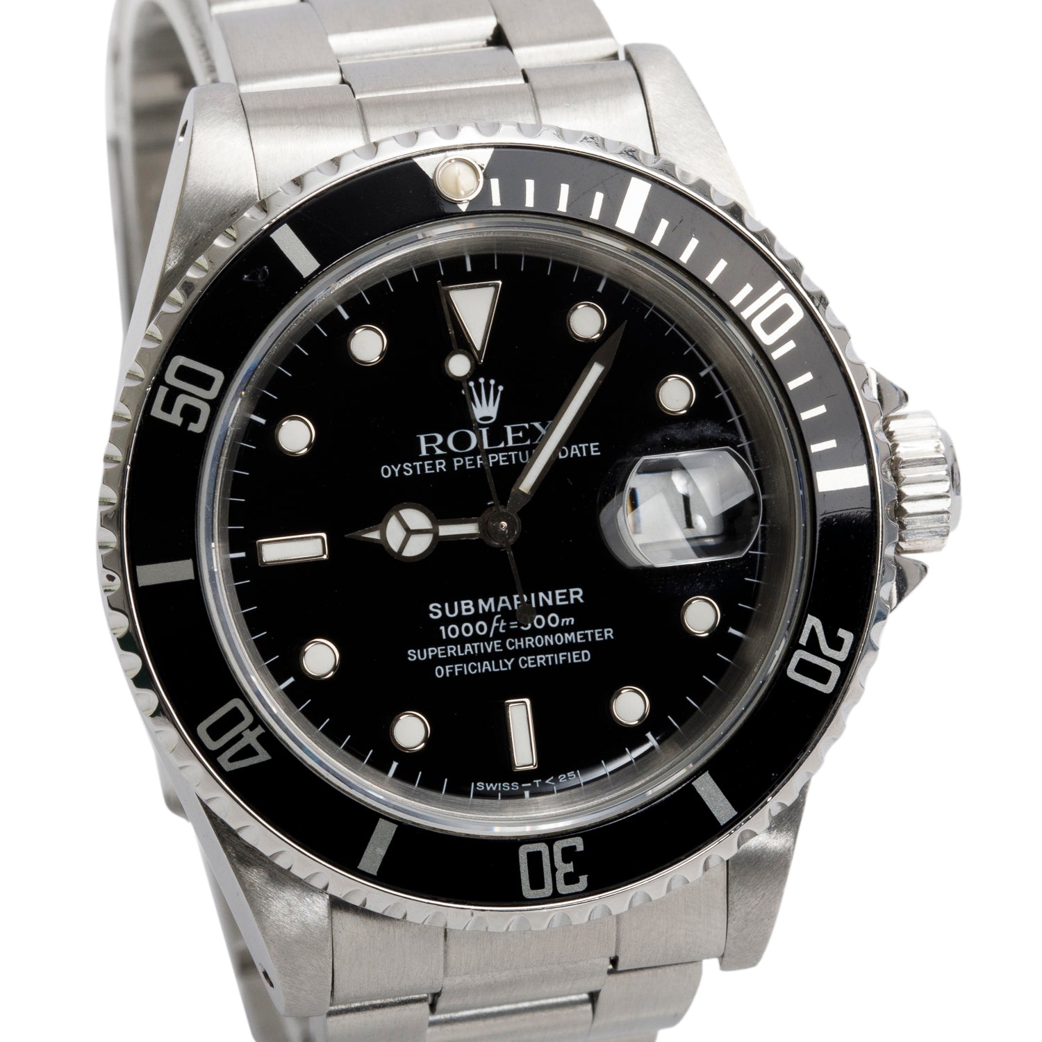 Rolex Stainless Steel Submariner Date 40 MM Watch Black Dial 16610 w/ Box