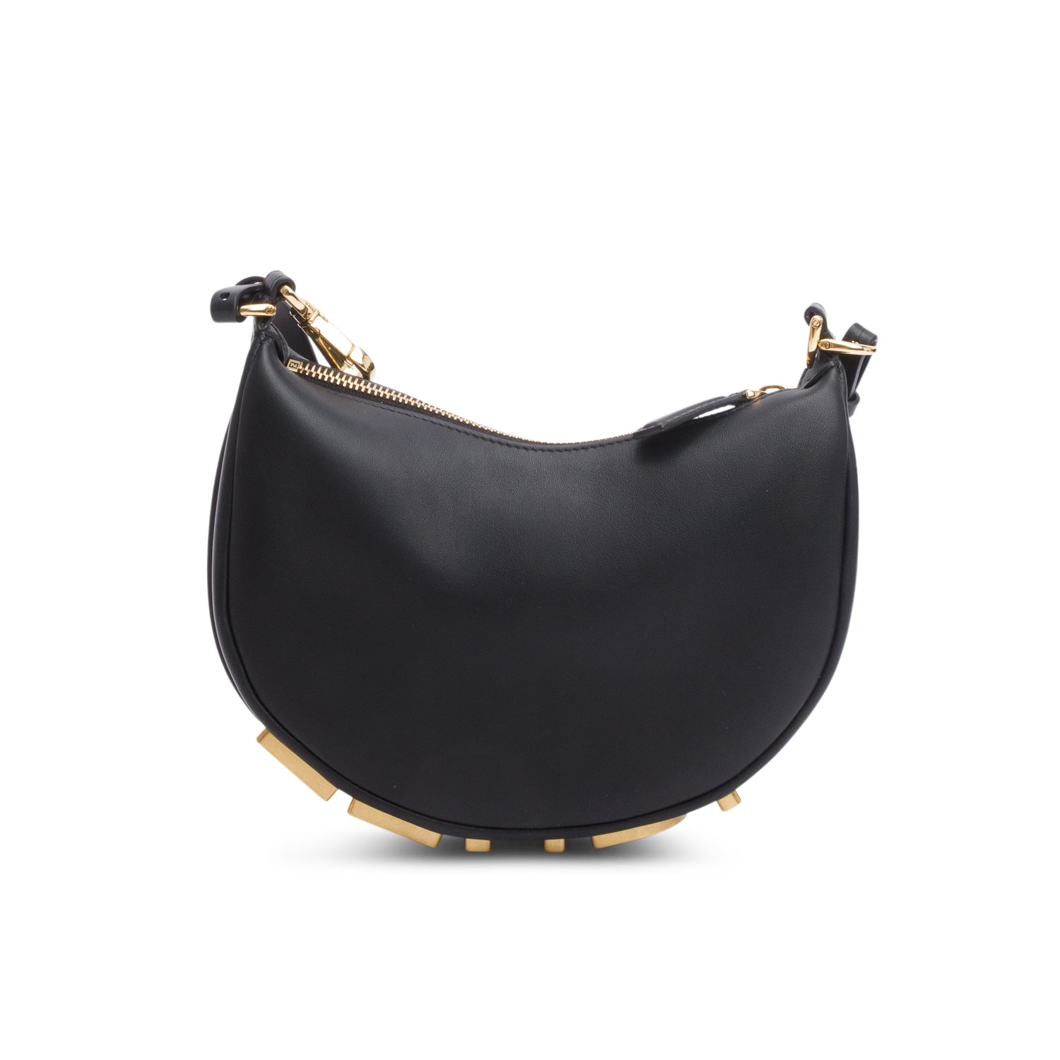 Fendi 2024 Black Vitello Grace Leather Mini Fendigraphy Hobo Bag w/ Box & Strap