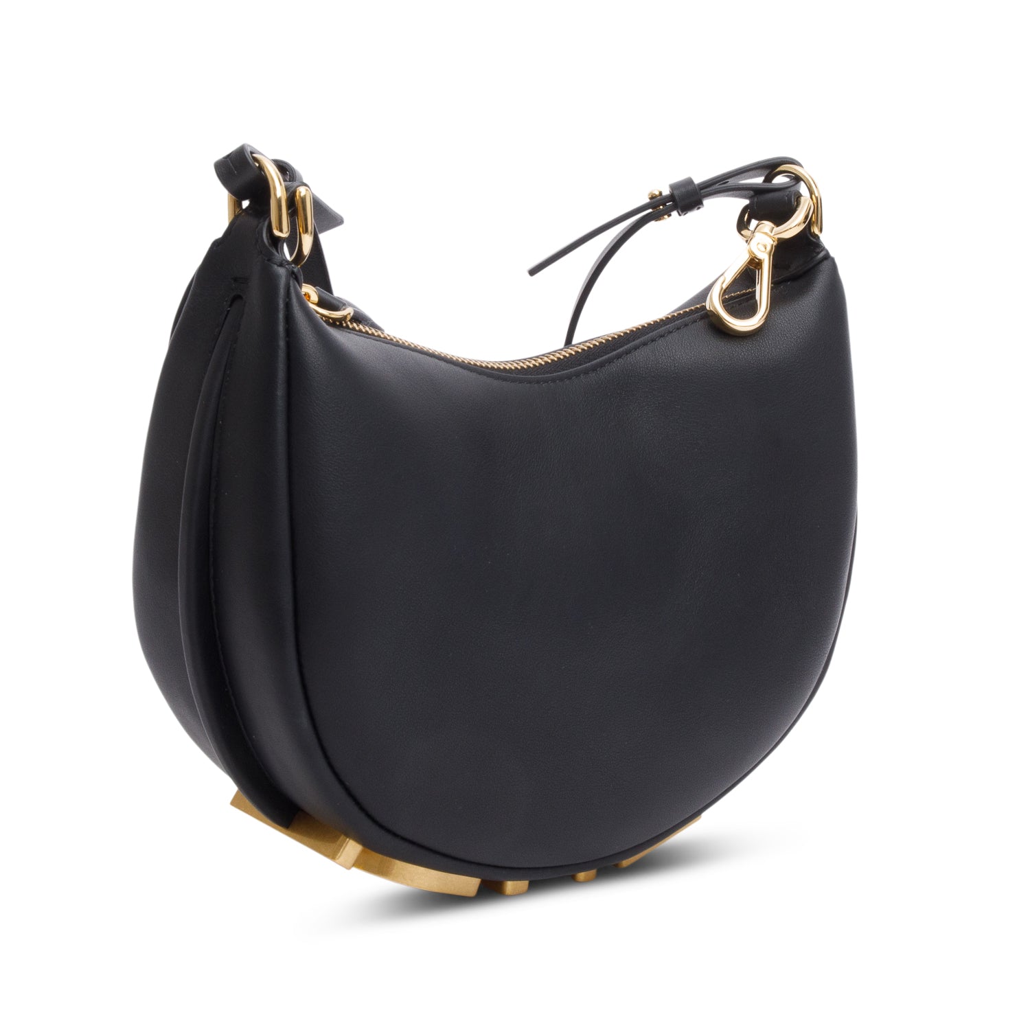 Fendi 2024 Black Vitello Grace Leather Mini Fendigraphy Hobo Bag w/ Box & Strap