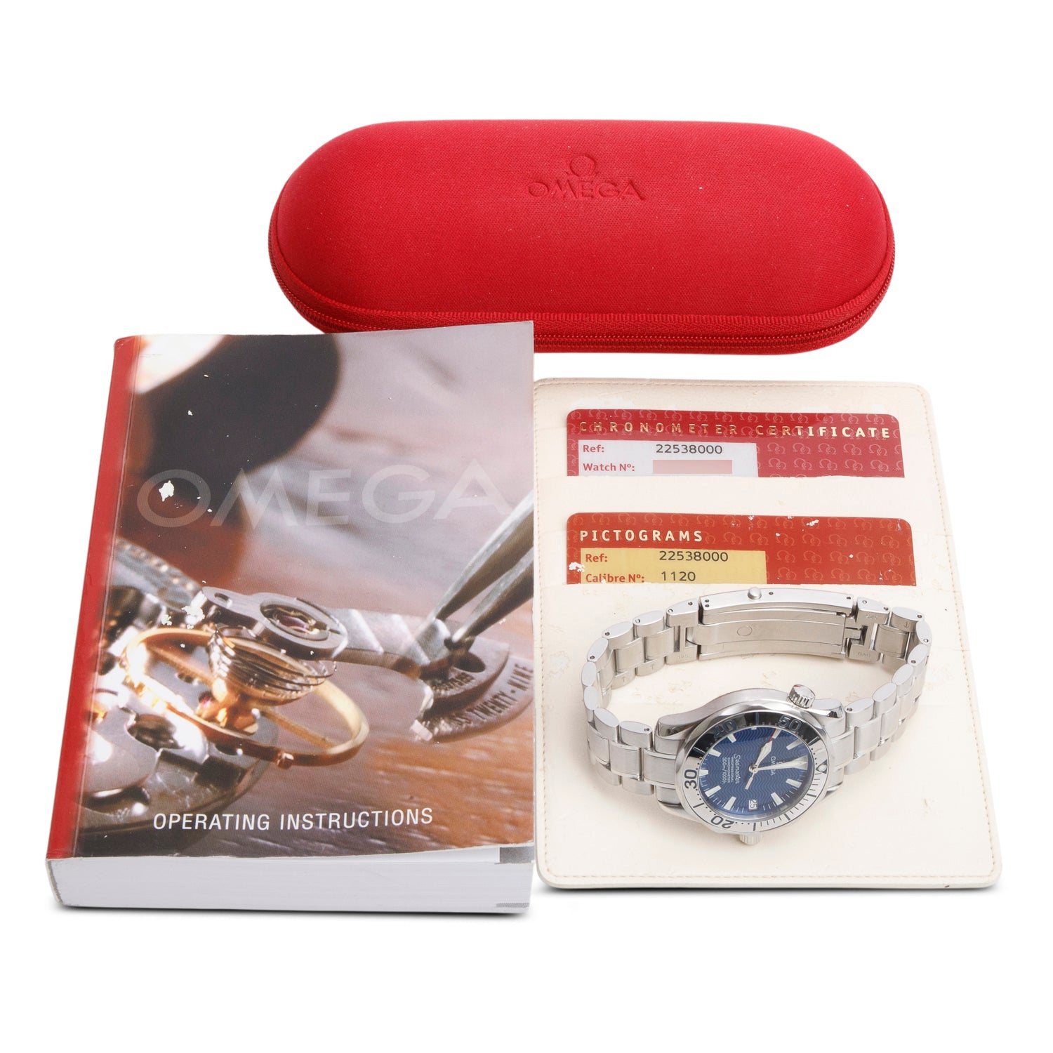 Omega Stainless Steel Seamaster Diver 300M 36 MM Automatic Watch Blue Dial w/ Carry Case & Papers