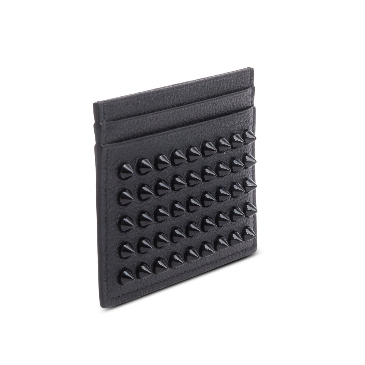 Christian Louboutin Black Calf Leather Spikes Kios Card Holder w/ Box