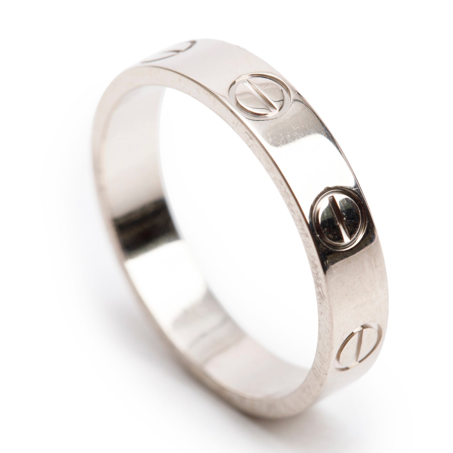 Cartier 18k White Gold 3.6 MM Love Wedding Band Ring, Size 50 5.25w/ Box & Certificate