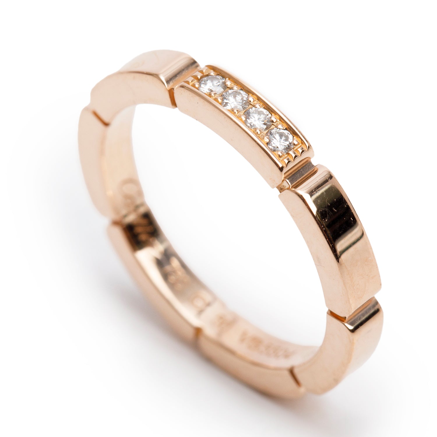 Cartier 18k Rose Gold Diamond Maillon Panthere 2.5 MM Wedding Band, Size 50 5.25 w/ Box, Receipt & Certificate