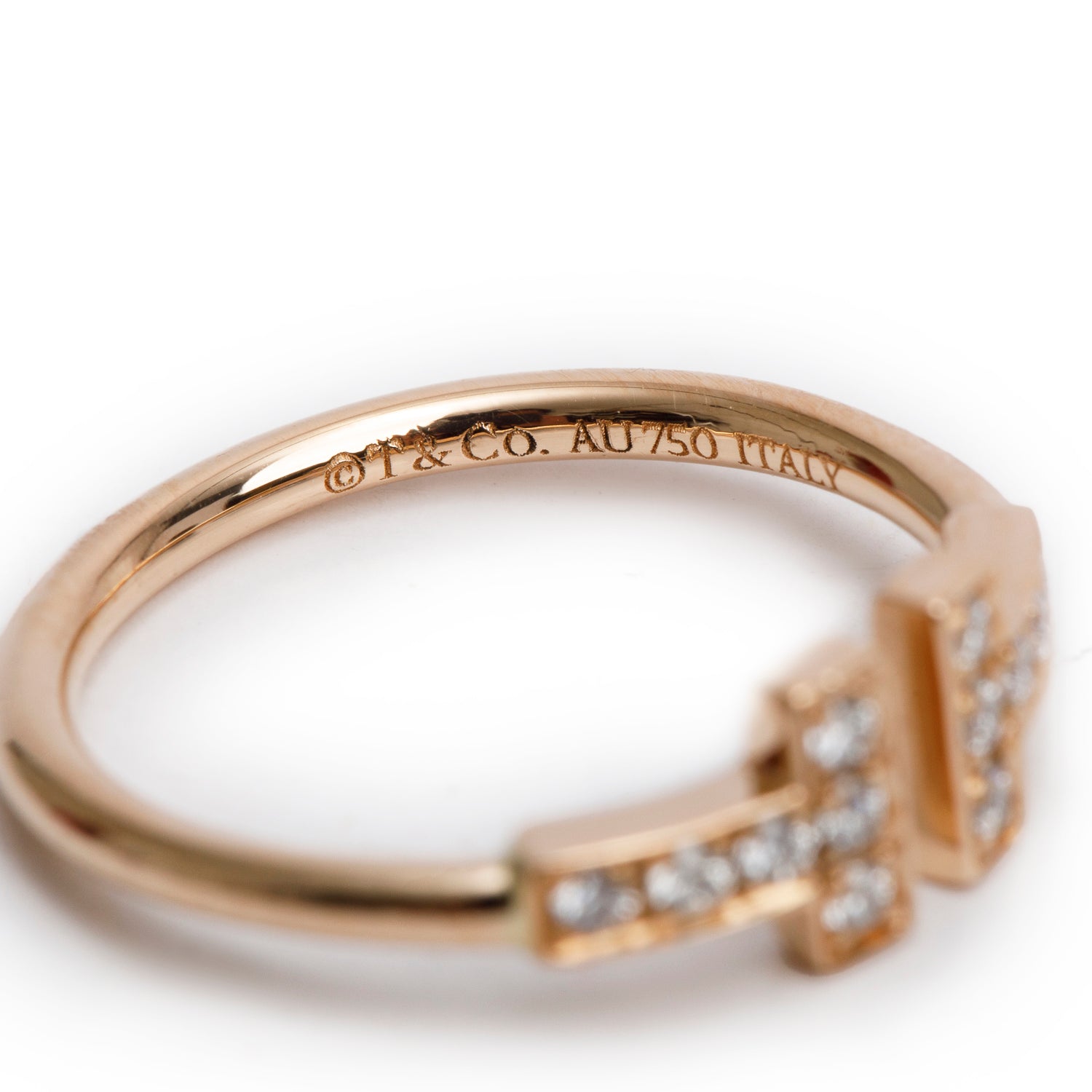 Tiffany & Co. 18k Rose Gold T Wire Diamond Ring, Size 5.5 w/ Box & Receipt