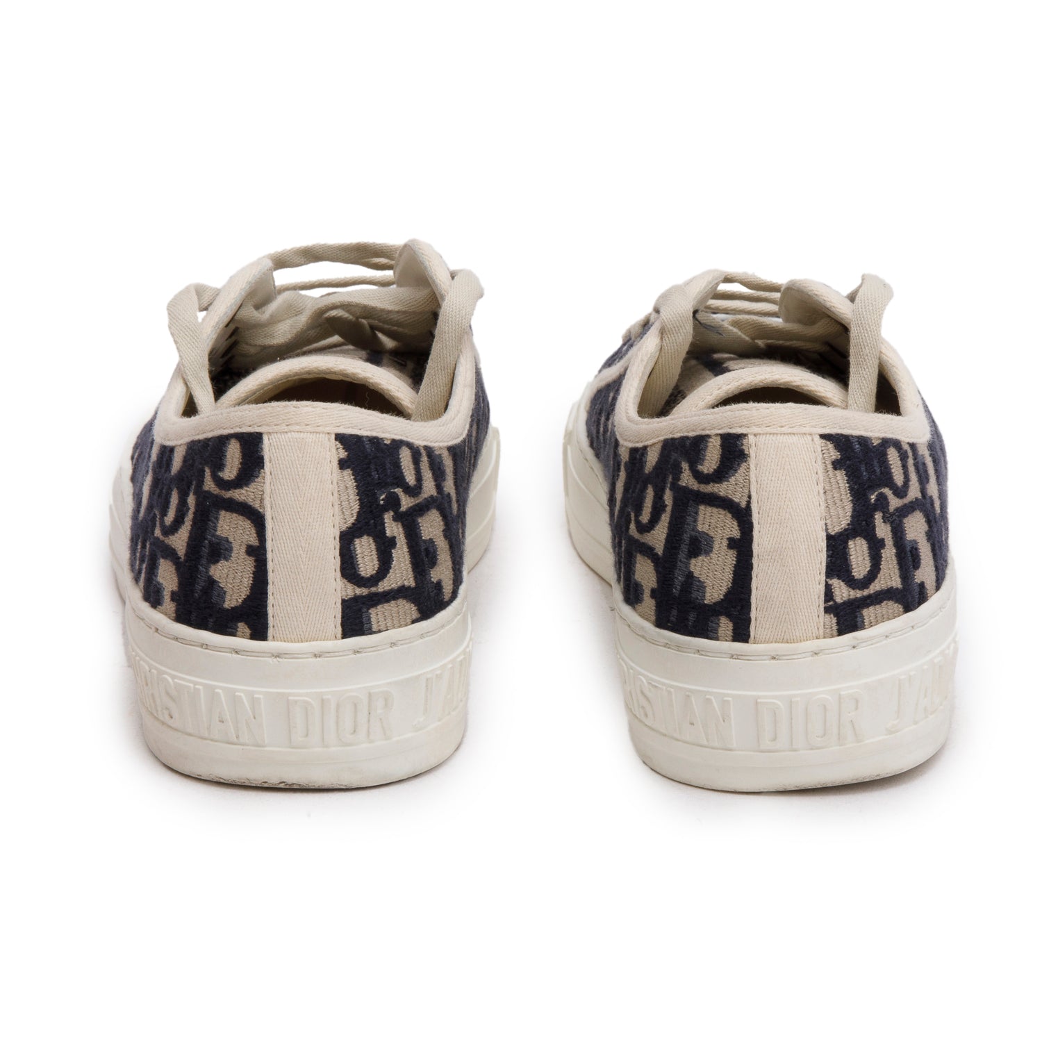 Christian Dior Deep Blue Oblique Embroidered Cotton Walk'n'Dior Sneakers, Size 37.5 w/ Box