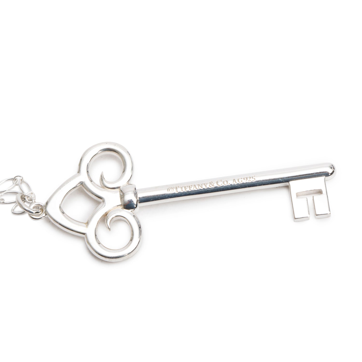 Tiffany & Co. Sterling Silver Large Fleur de Lis Key Pendant Necklace