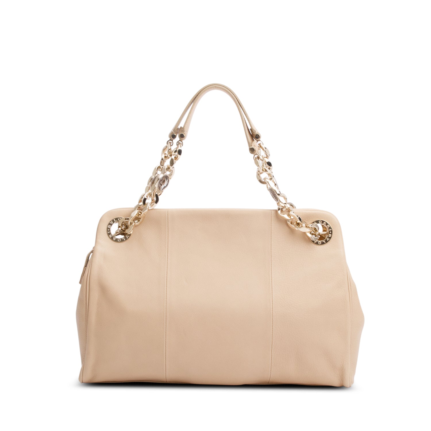 Bvlgari Beige Leather Monete Chain Tote Bag w/ Straps