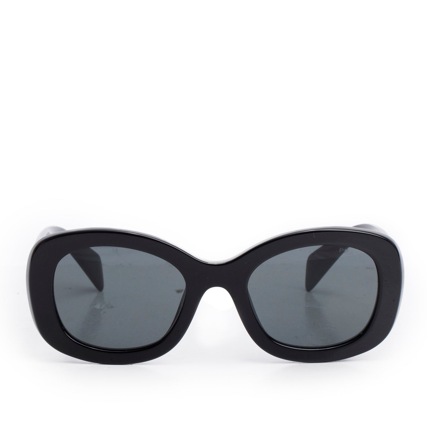 Prada SPRA13 Black Oval Acetate Sunglasses w/ Case & Box