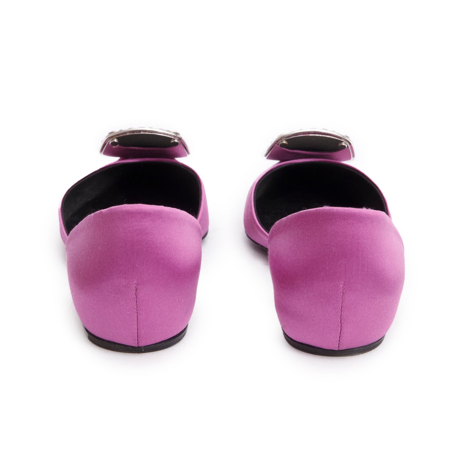 Roger Vivier Purple Satin Strass Flats, Size 34 w/ Box
