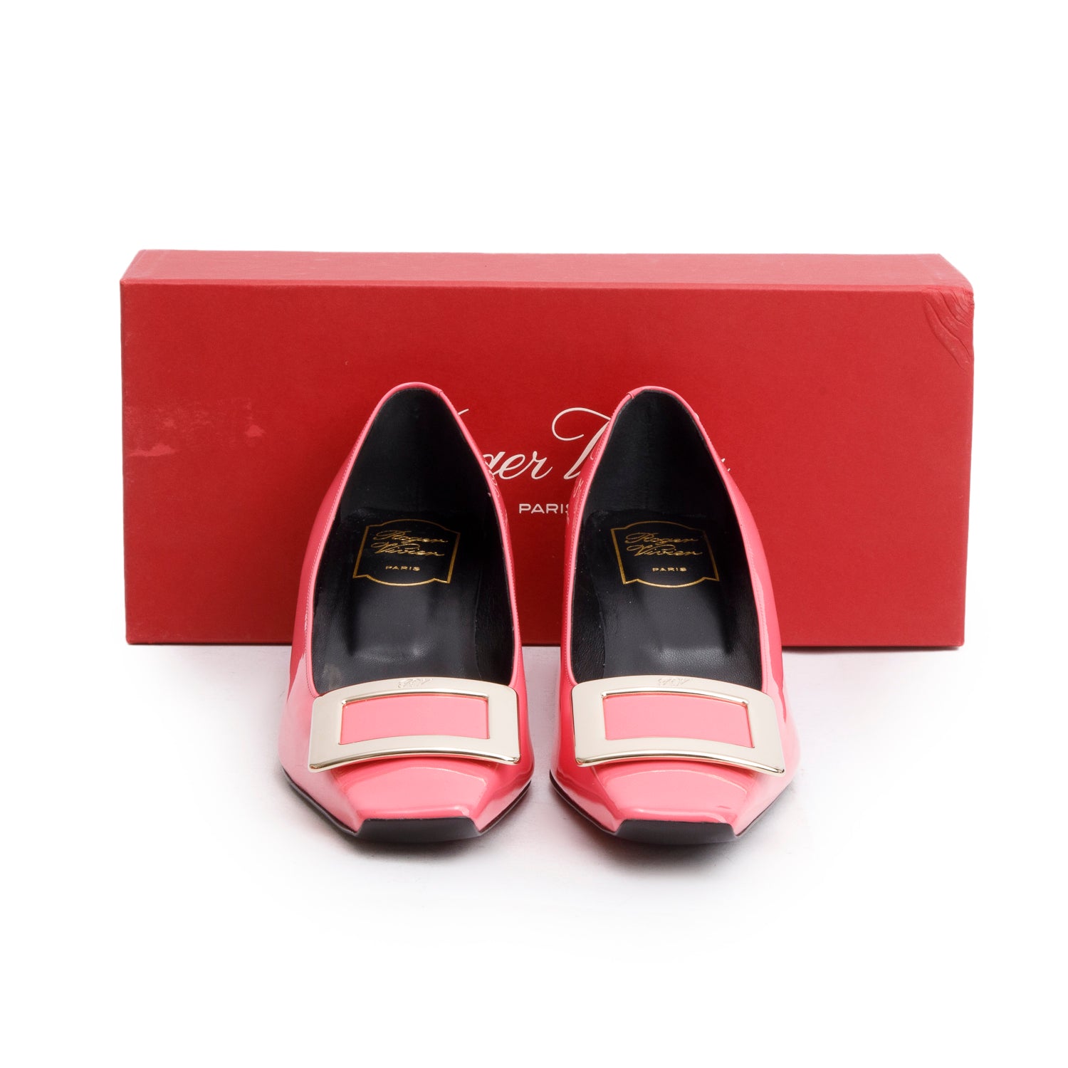 Roger Vivier Pink Patent Leather Decolette Belle Vivier, Size 38.5 w/ Box