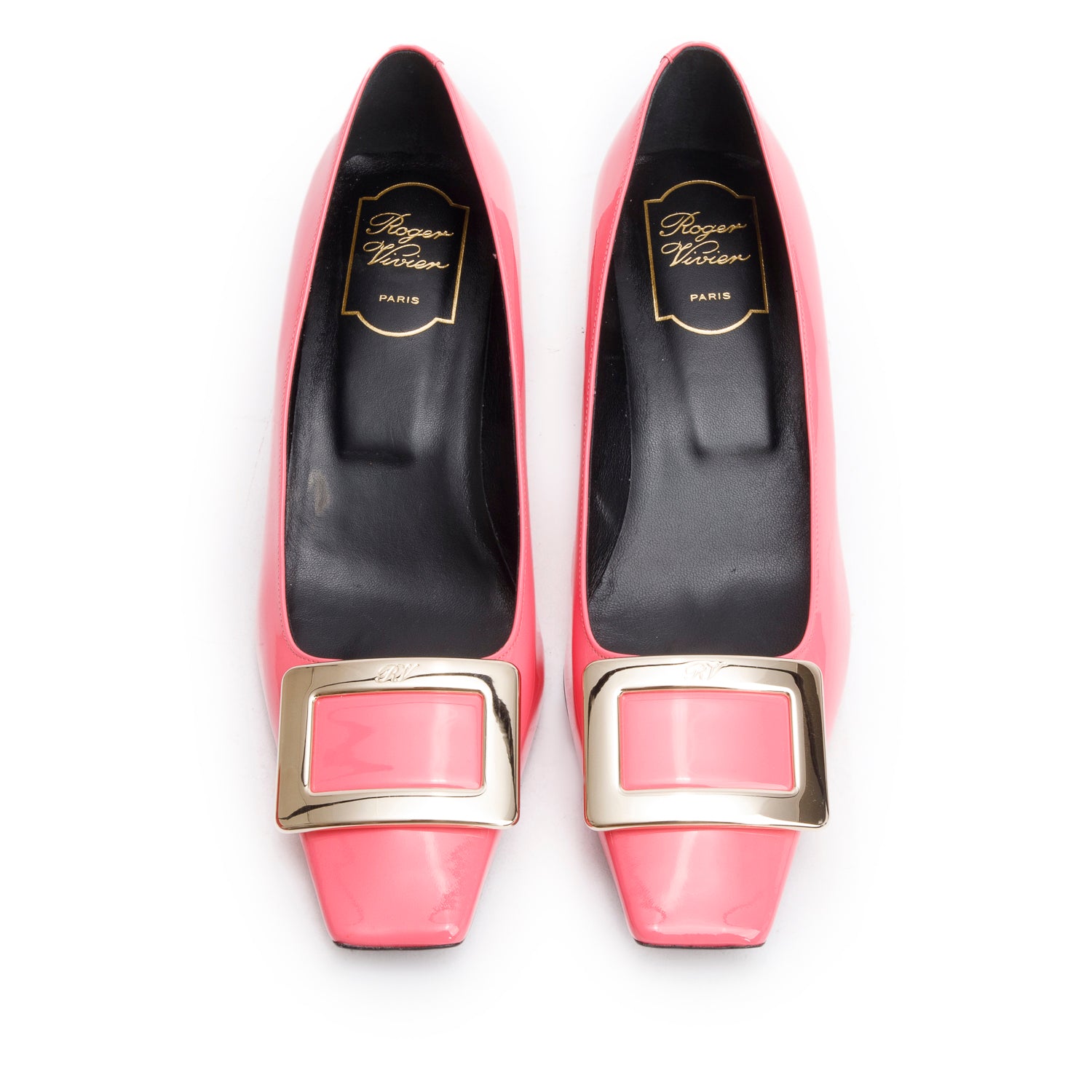 Roger Vivier Pink Patent Leather Decolette Belle Vivier, Size 38.5 w/ Box