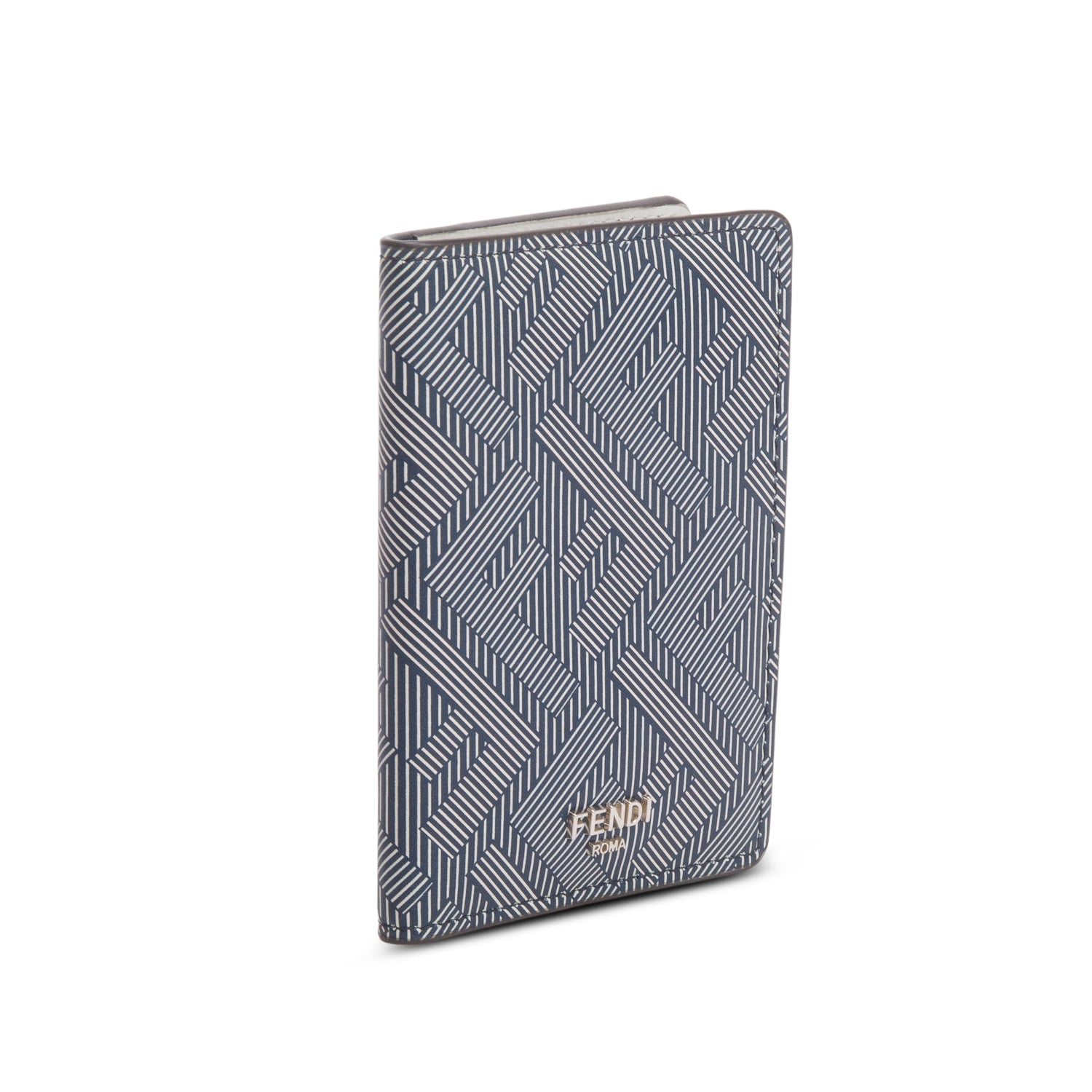 Fendi Grey FF Logo Leather Shadow Bifold Card Holder