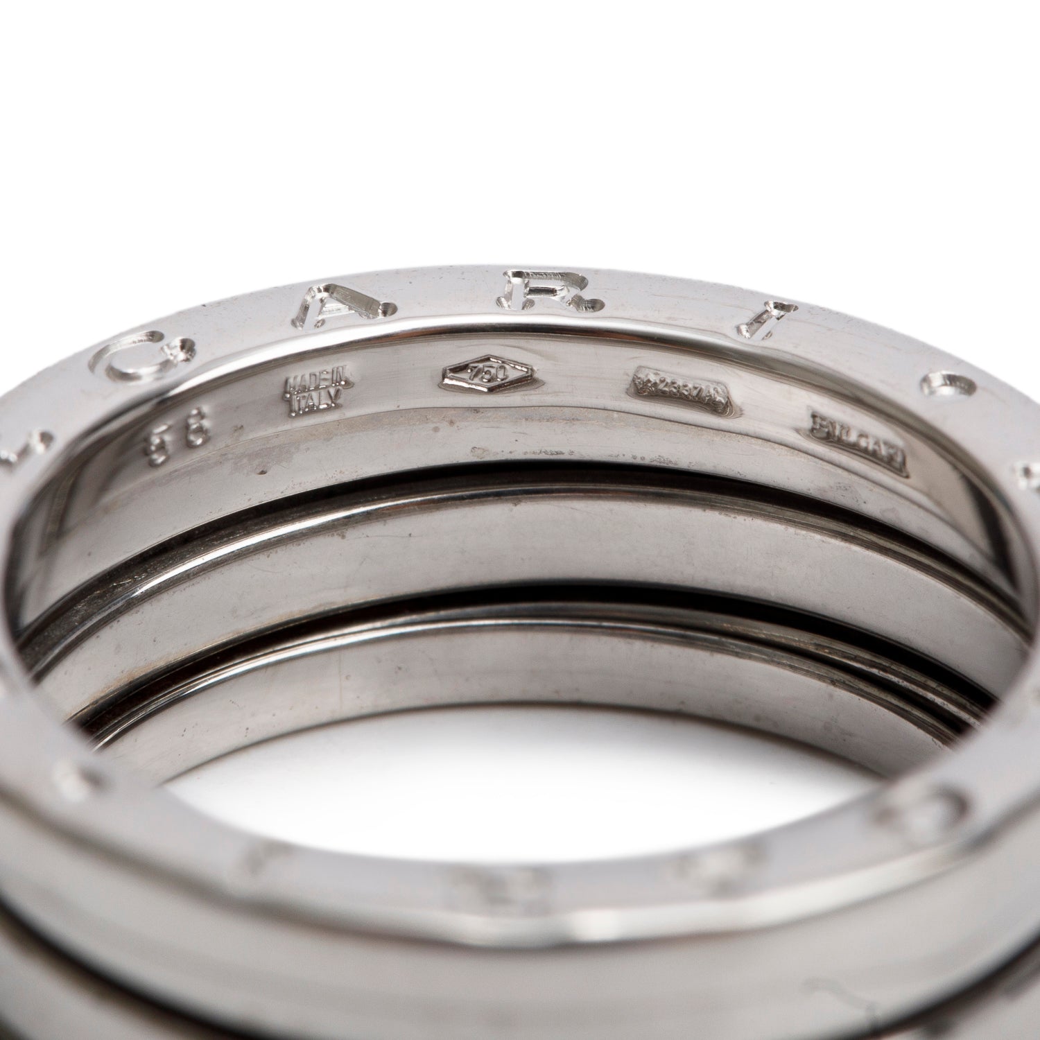 BVLGARI 18k White Gold B.Zero1 Three-Band Ring, Size 58 8.5