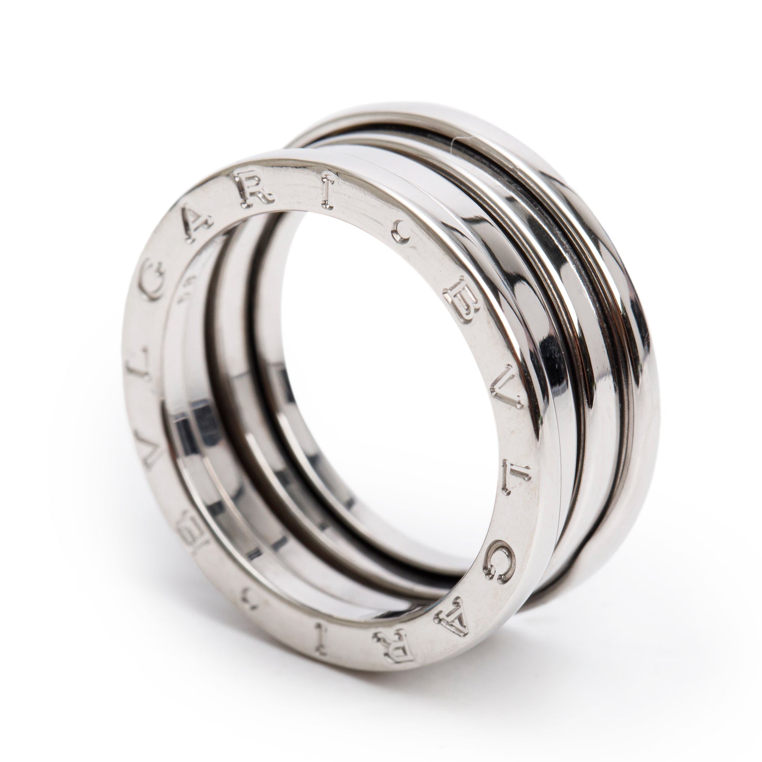 BVLGARI 18k White Gold B.Zero1 Three-Band Ring, Size 58 8.5