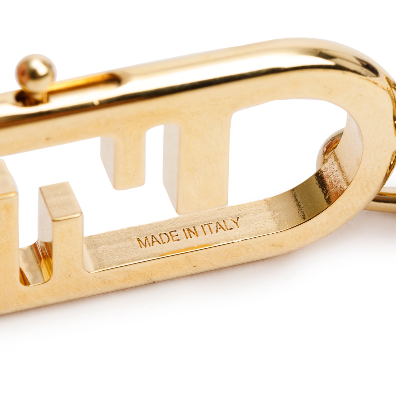 Fendi Gold-Tone Metal Chain O'Lock Strap You Bag Strap w/ Box