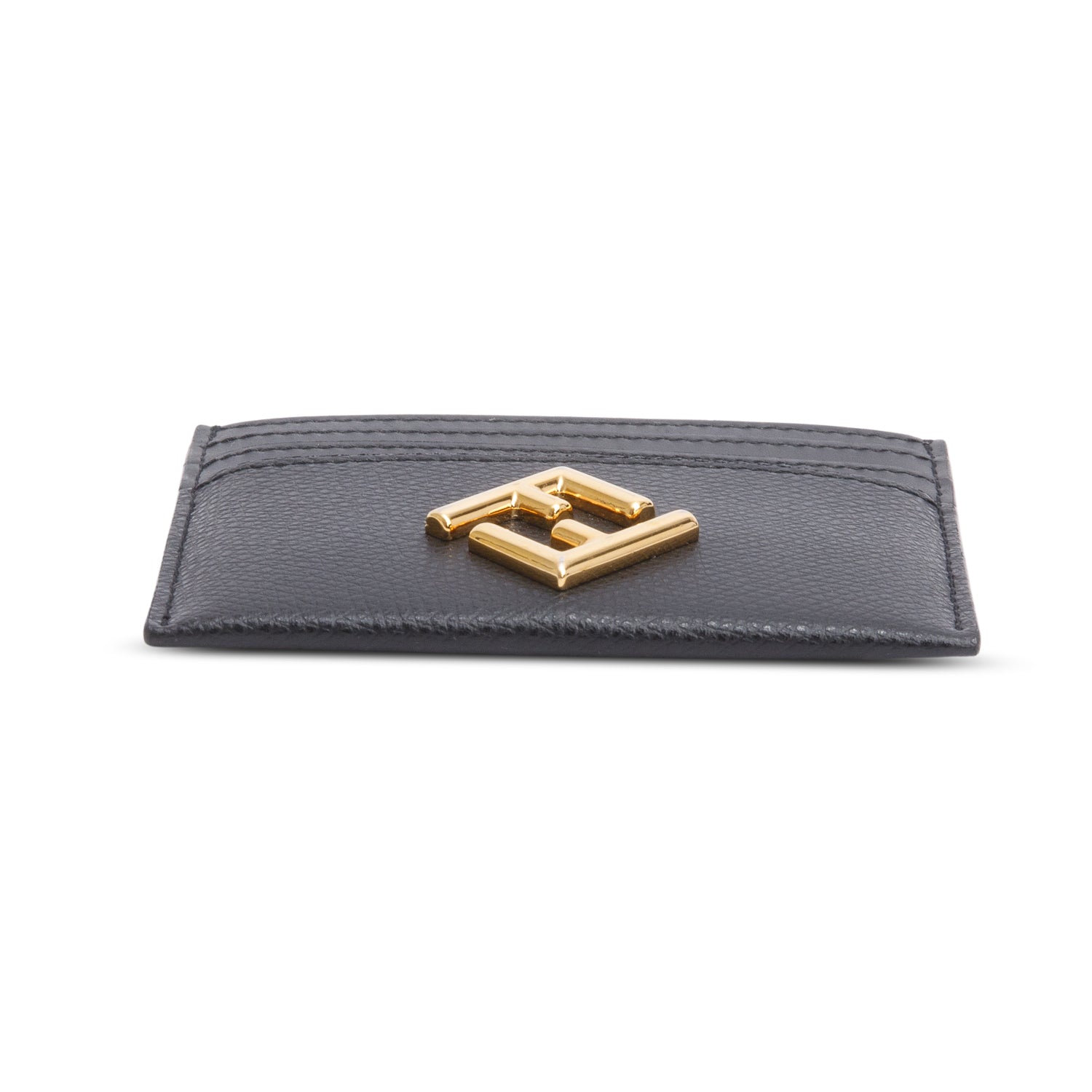 Fendi 2023 Black Calfskin Leather FF Diamonds Card Case w/ Box