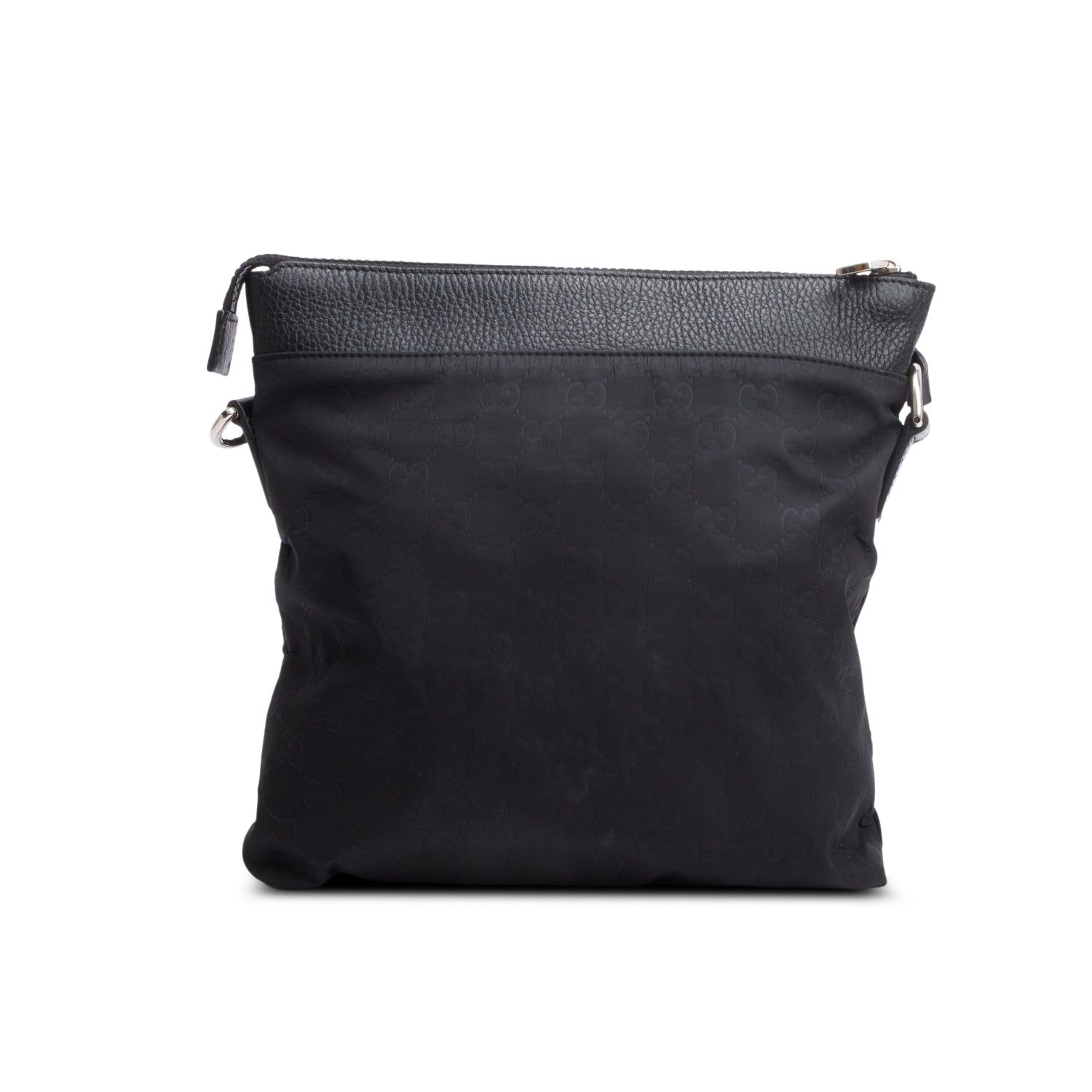 Gucci Black GG Nylon Dollar Calfskin Leather Trim Flat Messenger Bag