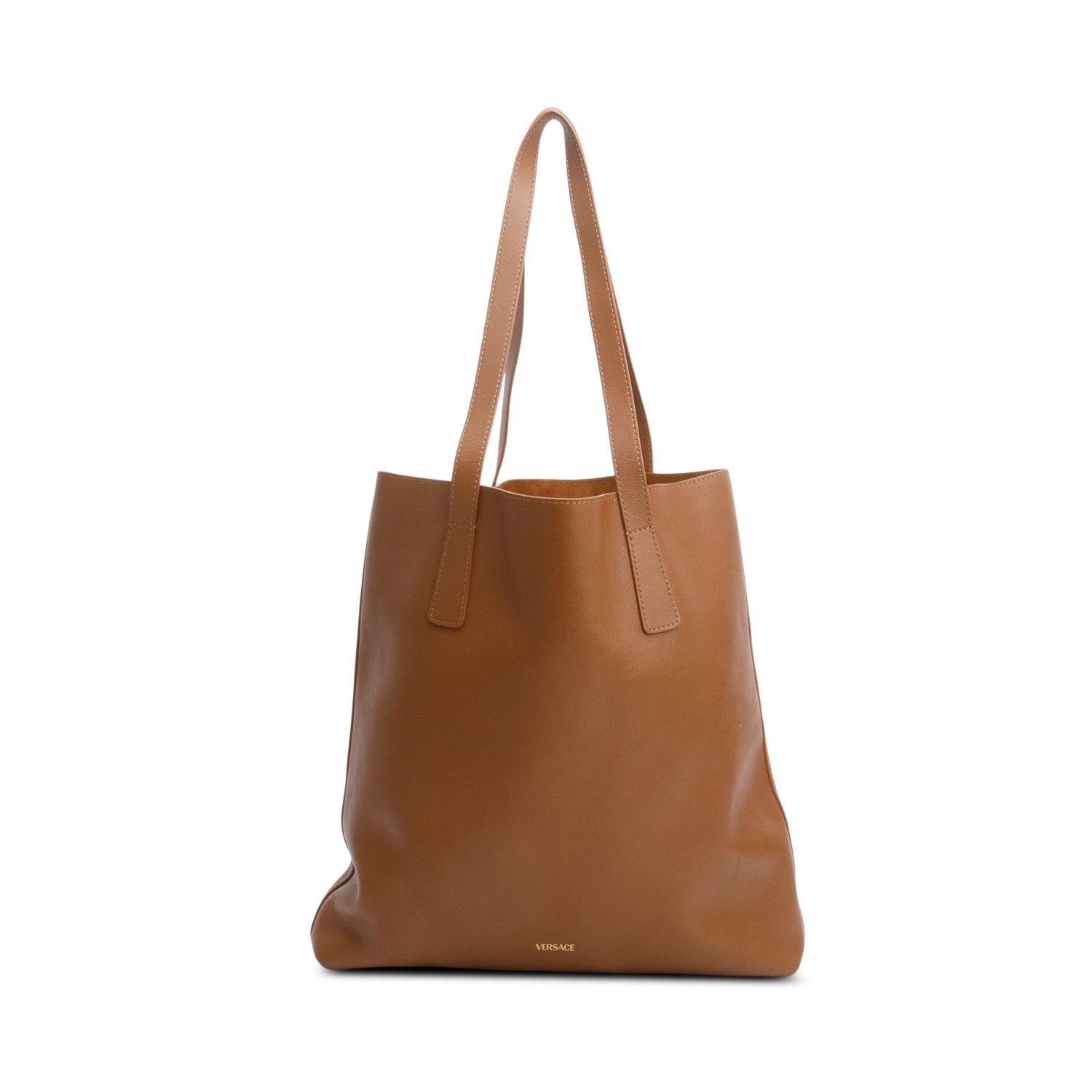 Versace Brown Leather La Medusa Tote Bag