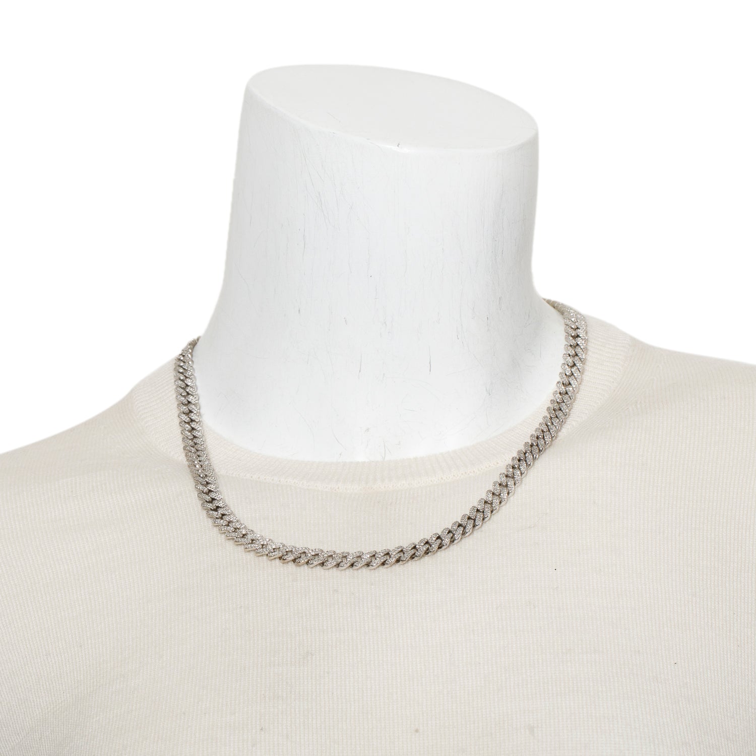 10k White Gold 10.19 tcw. Diamond Cuban Link Necklace