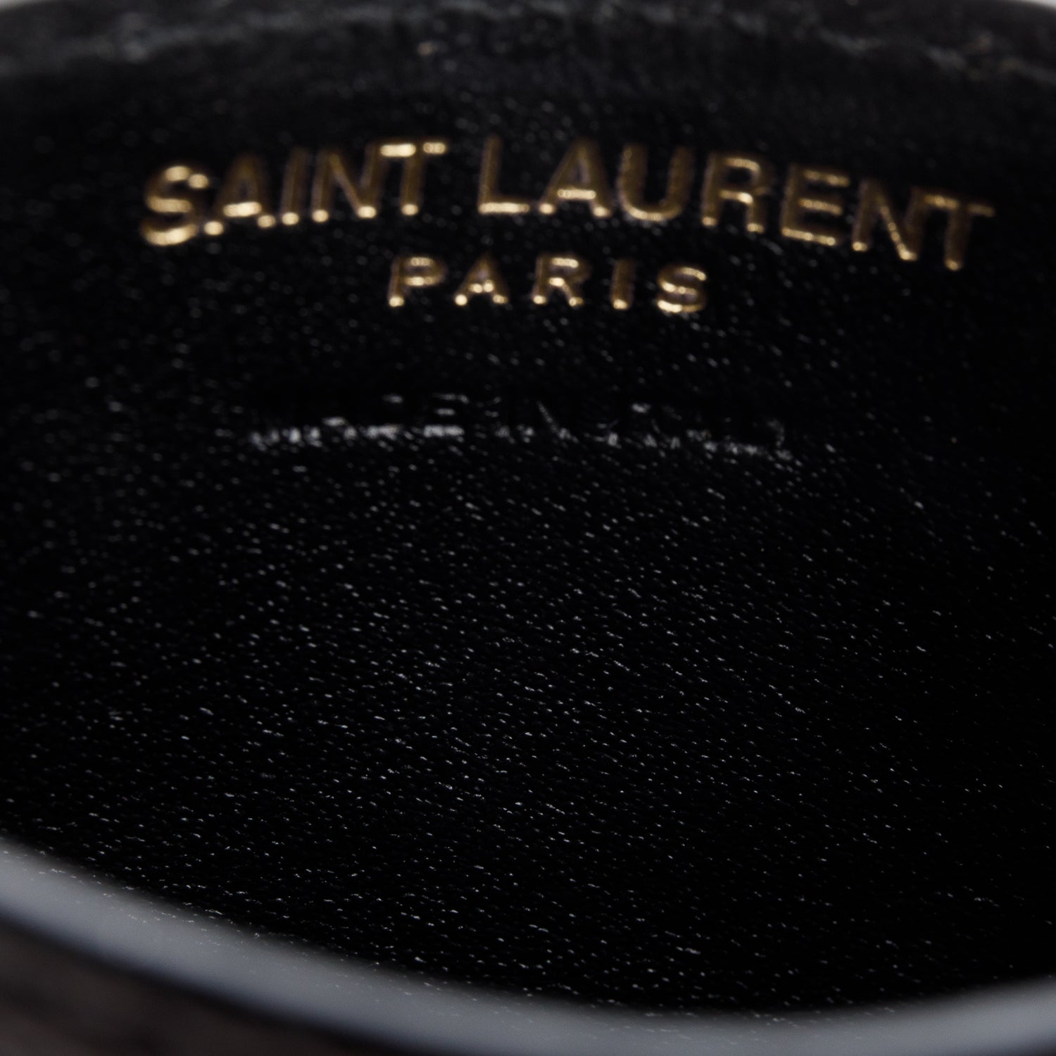 Saint Laurent 2025 Black Grain de Poudre Matelasse Chevron Leather Card Holder
