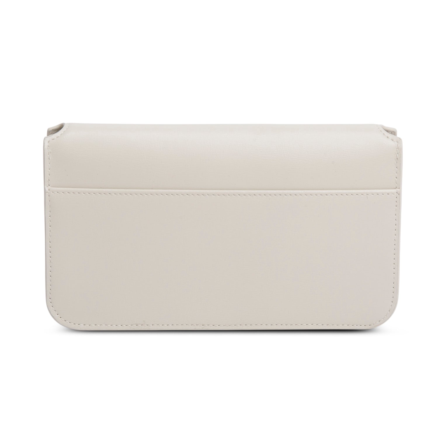 Saint Laurent 2024 White Smooth Leather Cassandre Phone Holder Bag w/ Box