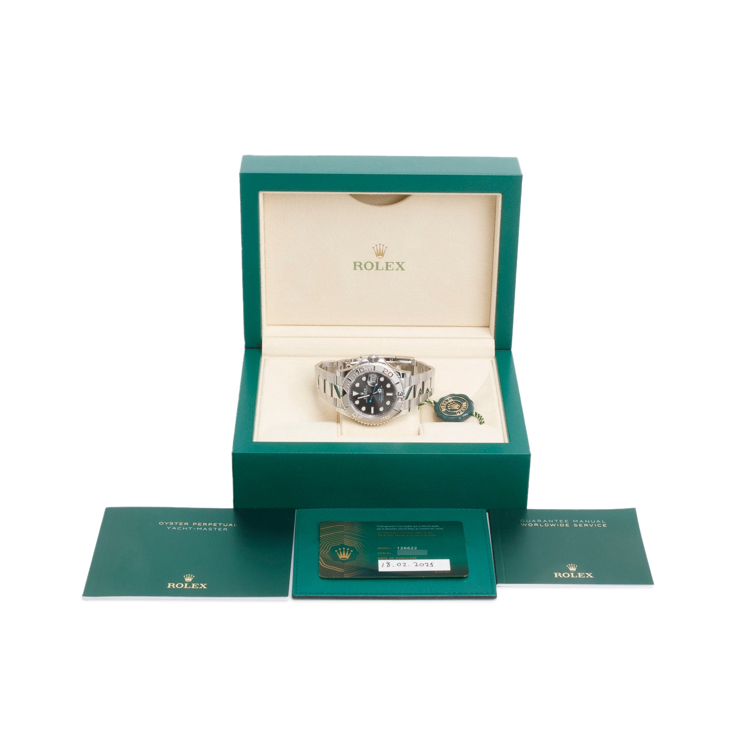 Rolex 2025 Stainless Steel & Platinum Yacht-Master Date 40 MM Automatic Watch Grey Dial 126622 w/ Box & Papers