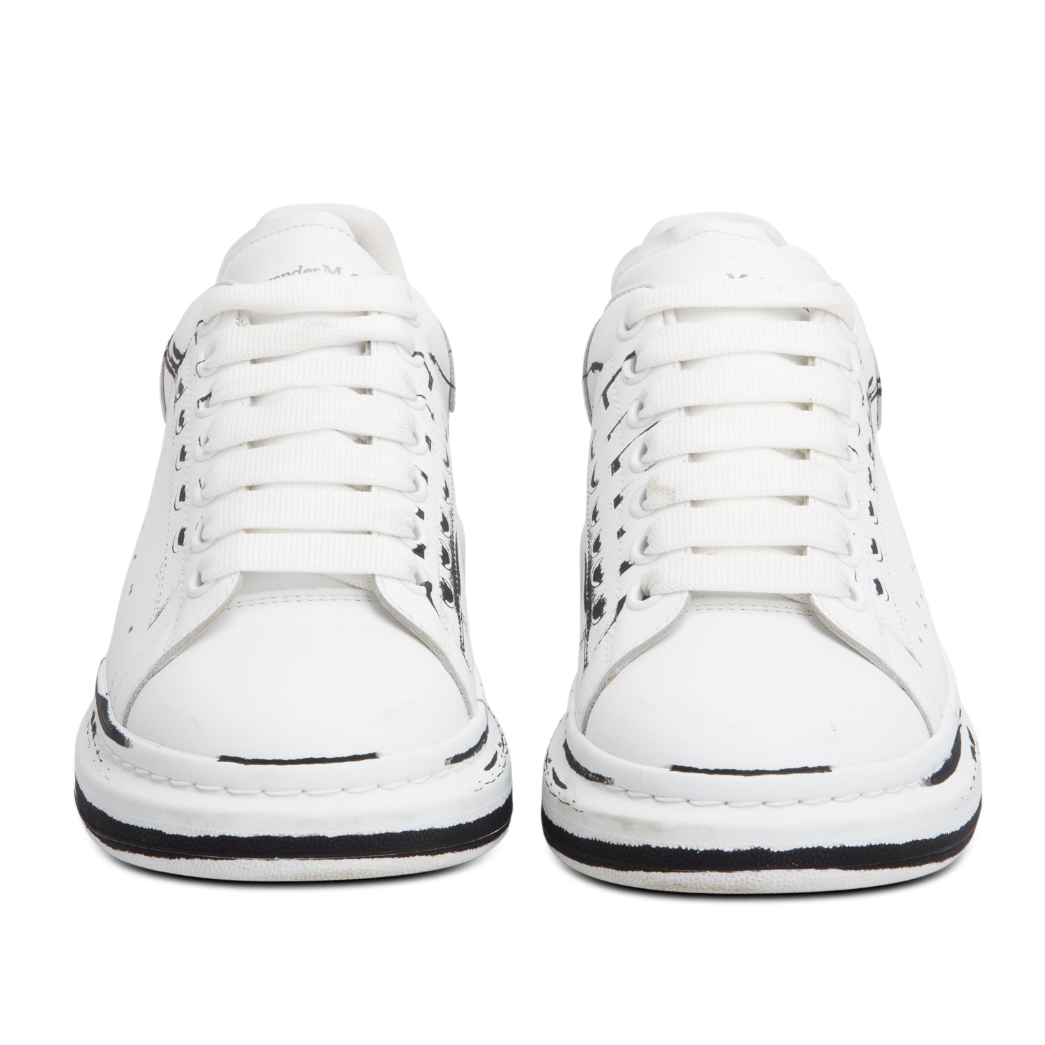 Alexander McQueen White Leather Printed Oversized Sneaker, Size 39