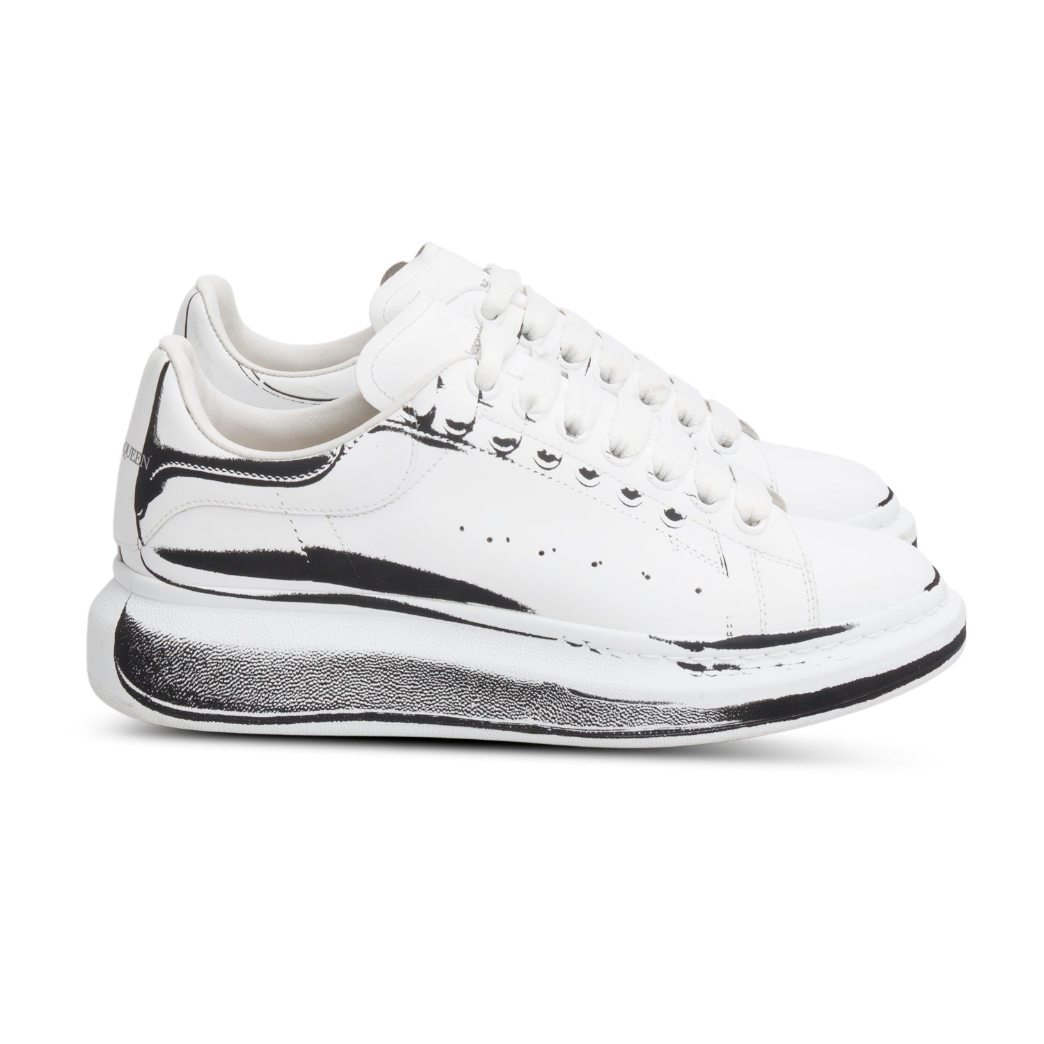 Alexander McQueen White Leather Printed Oversized Sneaker, Size 39
