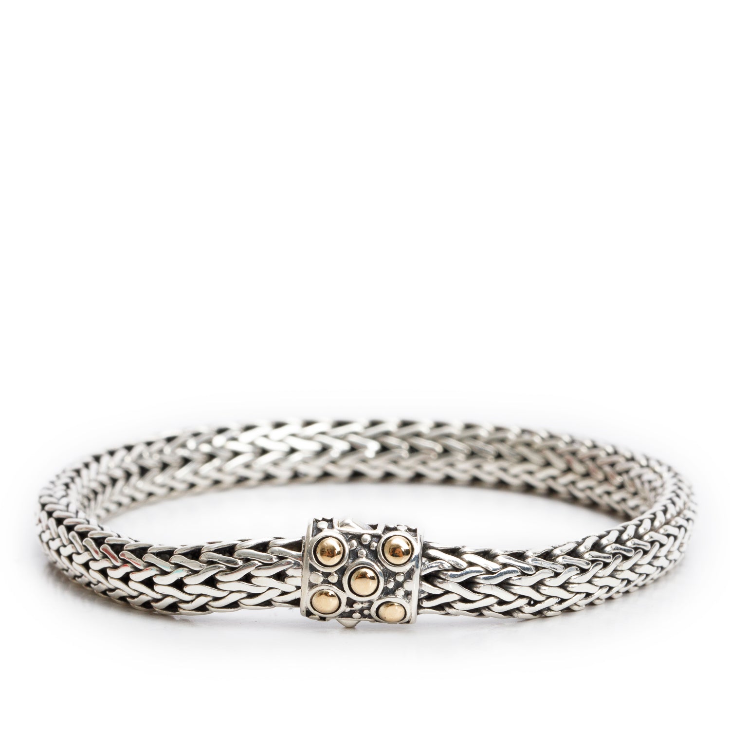 John Hardy Sterling Silver & 18k Yellow Gold 6.5 MM Dot Classic Chain Bracelet