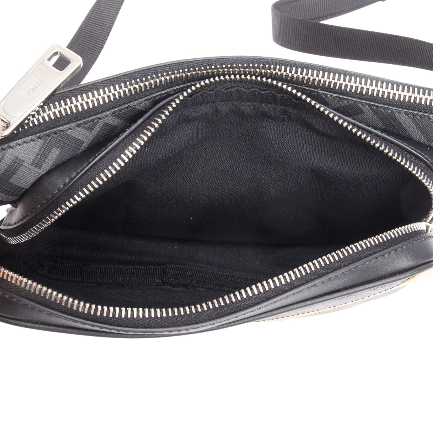 Fendi 2023 Grey Glazed Fabric Vitello Liberty FF Diagonal Belt Bag w/ Box & Receipt