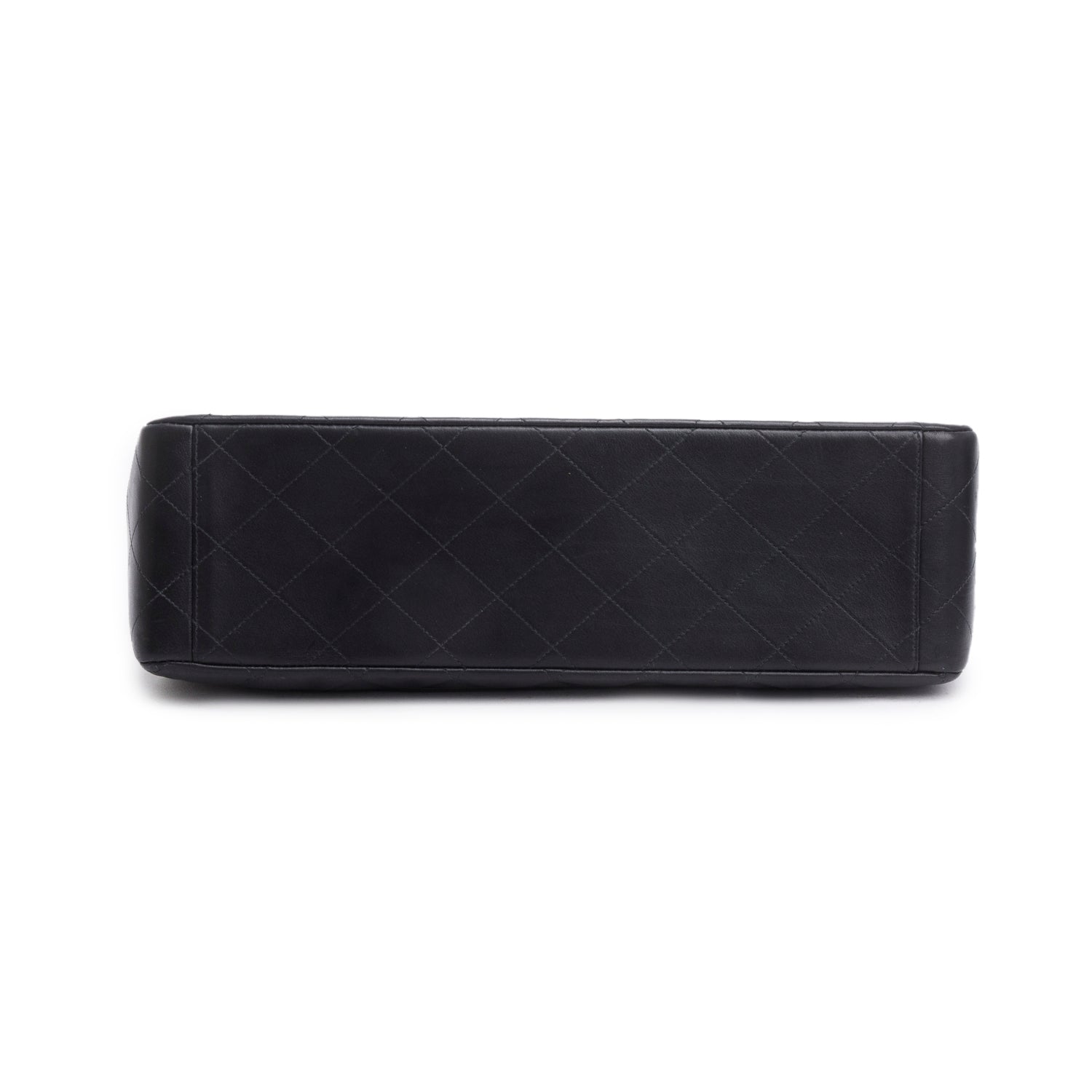 Chanel Vintage Black Lambskin Quilted Jumbo XL Flap w/ Authenticity Card