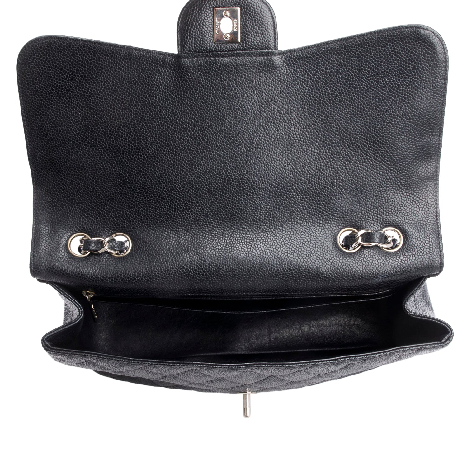 Chanel Black Caviar Jumbo Single Flap Bag w/ Authenticity Card