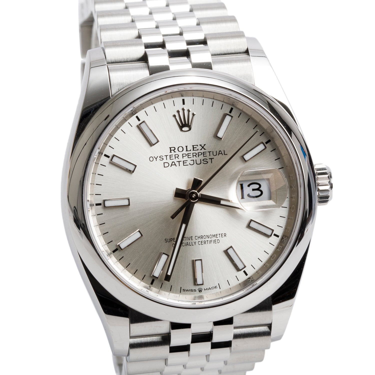 Rolex 2023 Stainless Steel Datejust 36 MM Automatic Watch Silver Dial 126200 w/ Box & Papers