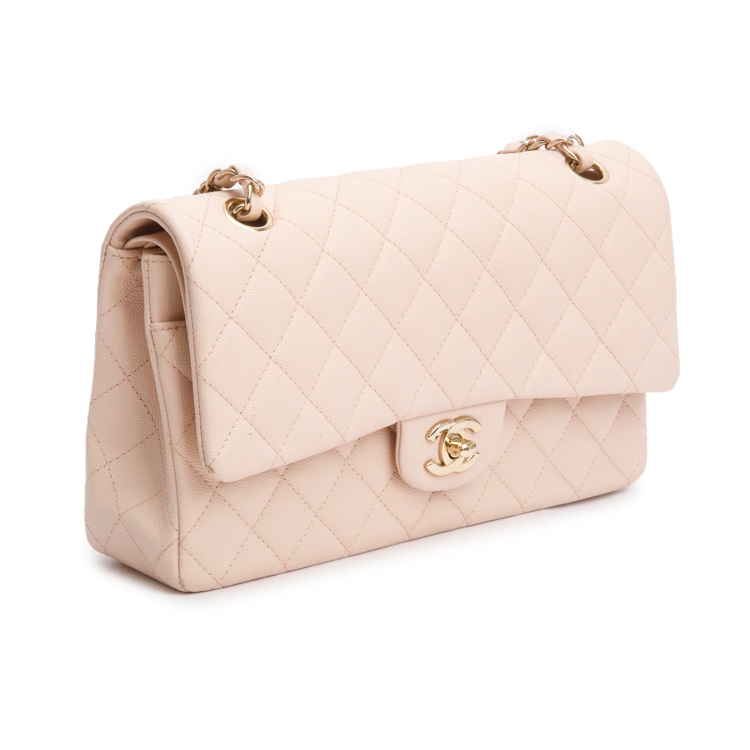 Chanel Beige Caviar Leather Classic Medium Double Flap