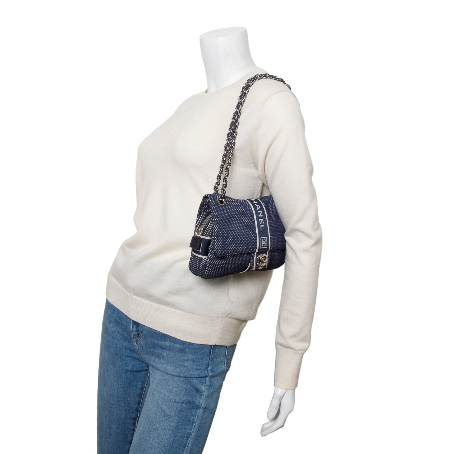 Chanel Blue Nylon Sport Ligne Flap Bag