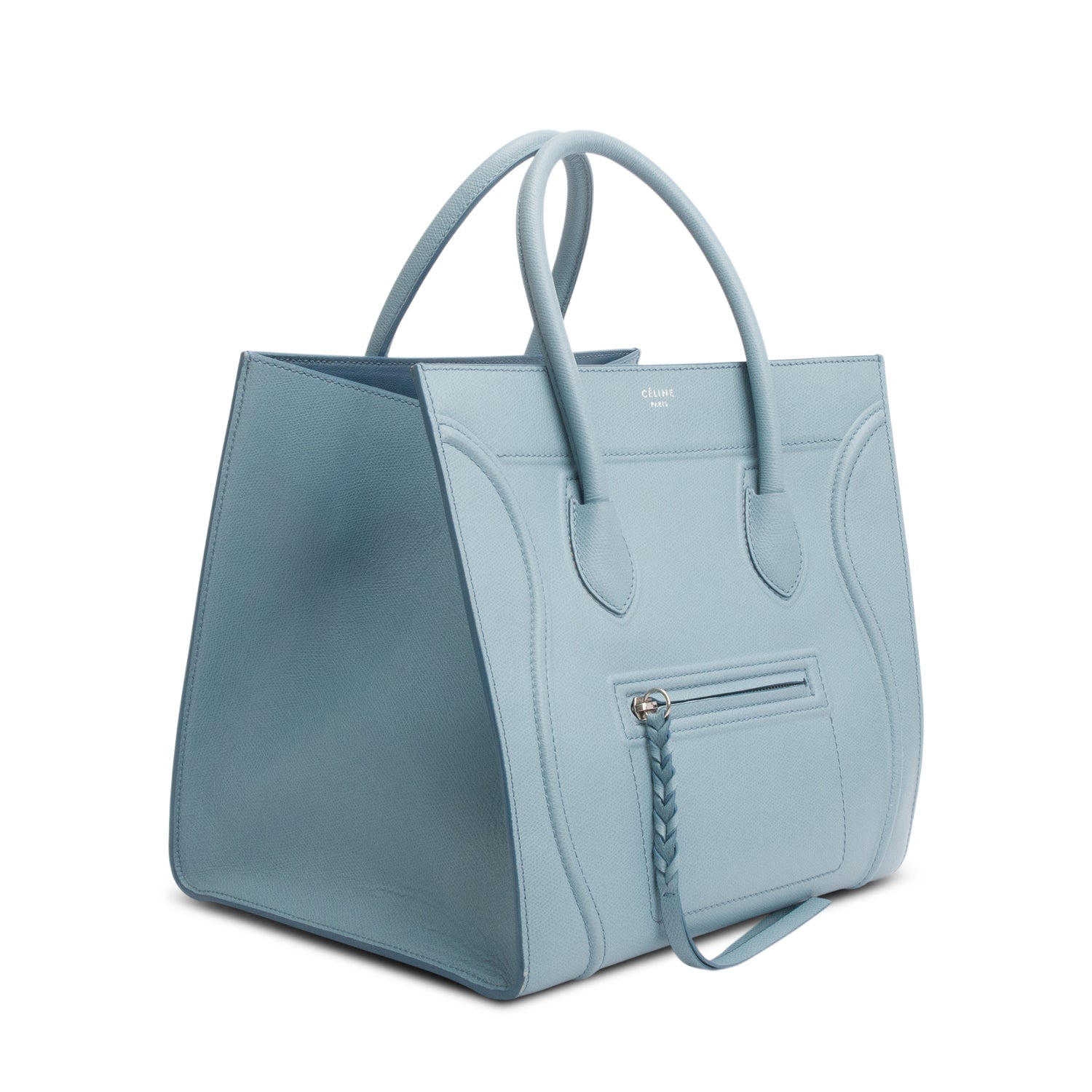 Celine Blue Grained Calfskin Medium Phantom Luggage