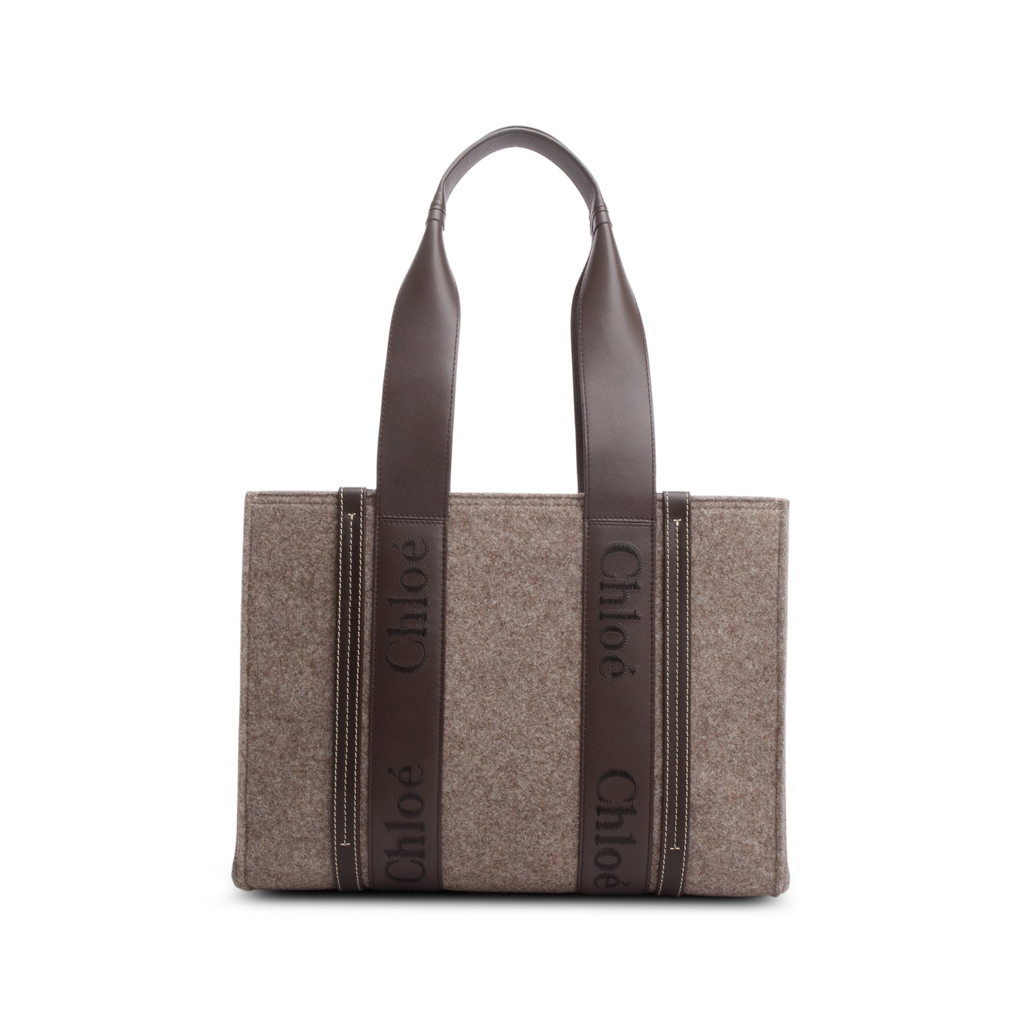 Chloe Brown Felt Medium Woody Ribbon Tote