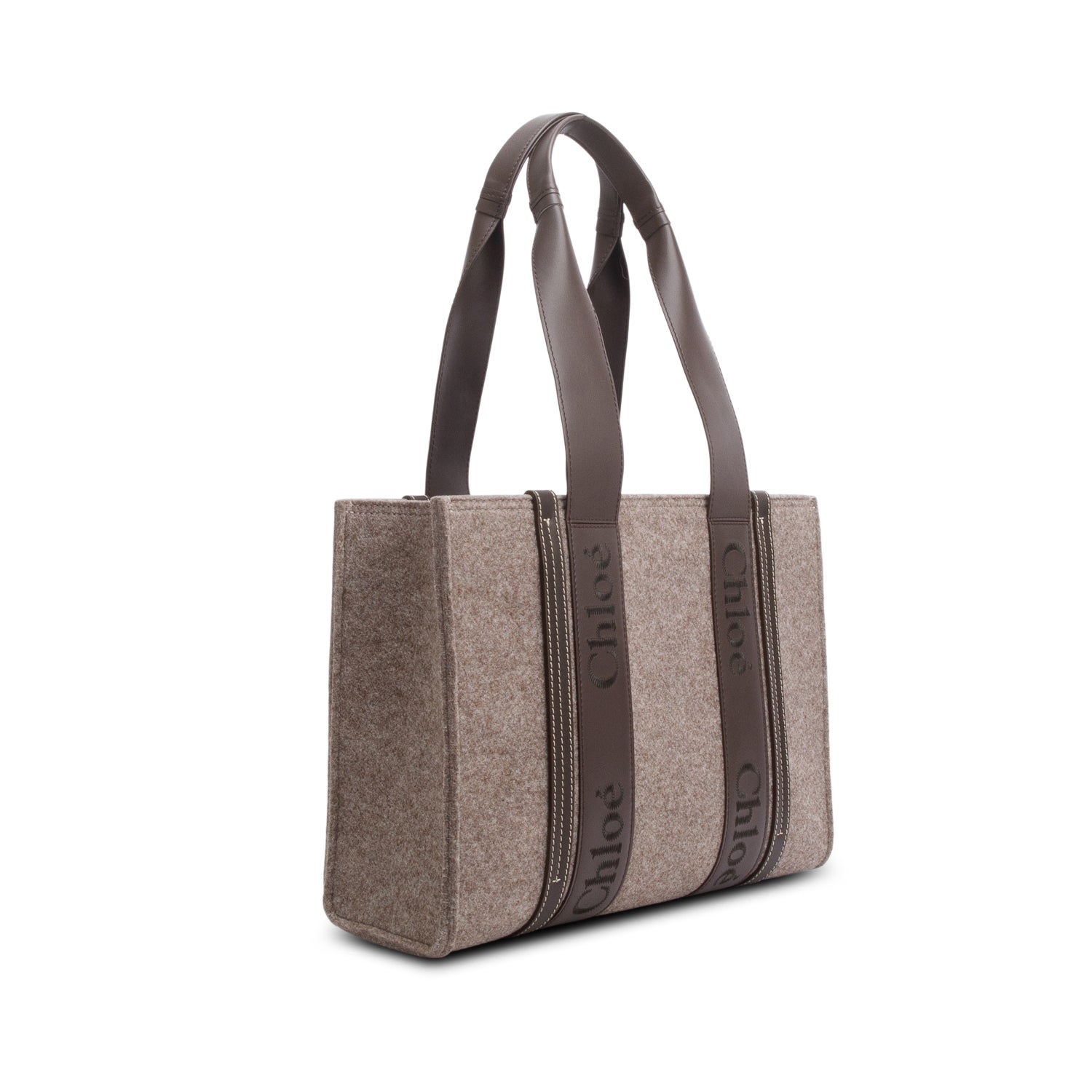 Chloe Brown Felt Medium Woody Ribbon Tote