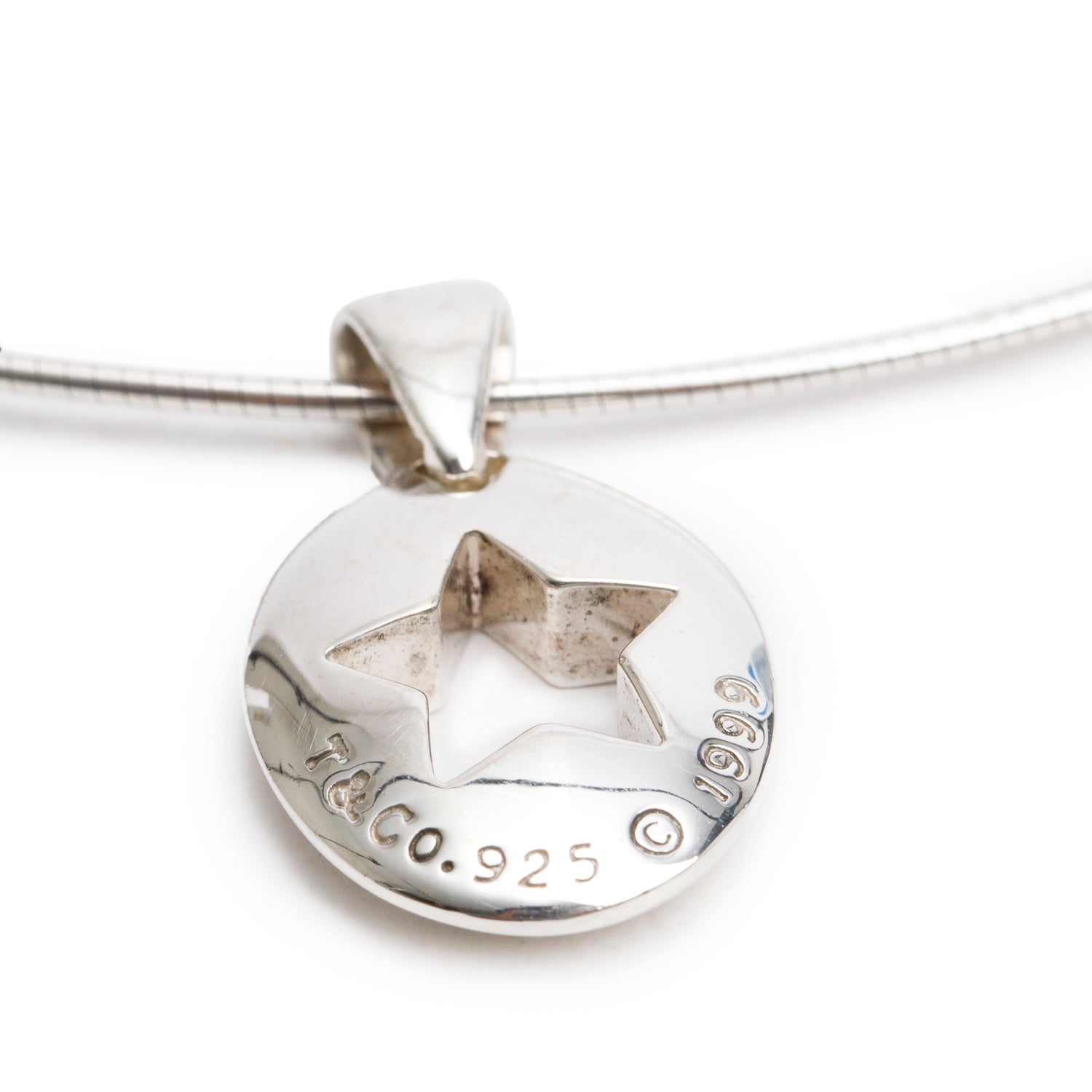 Tiffany & Co. Vintage Sterling Silver Stencil Star Cutout Pendant Necklace